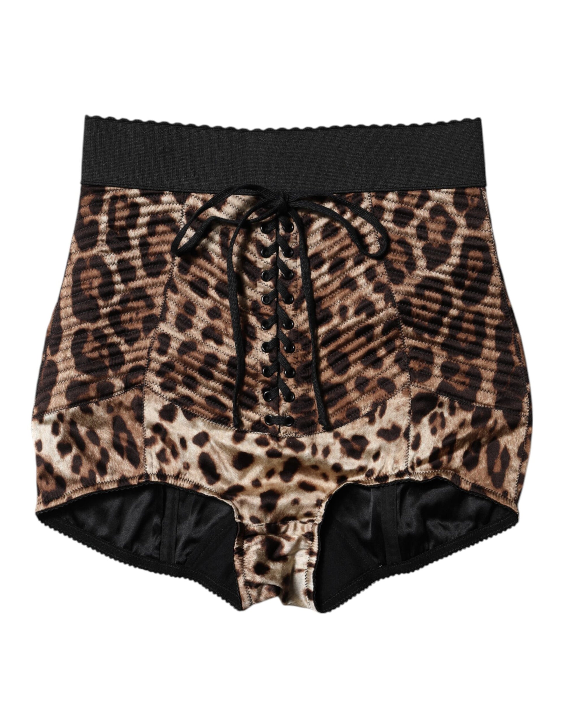 Short taille haute à imprimé léopard marron Dolce &amp; Gabbana