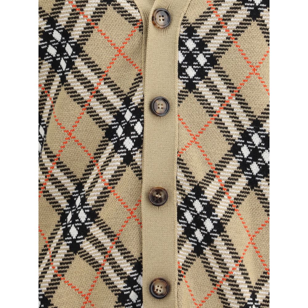 Cardigan en laine à carreaux d'archives Burberry