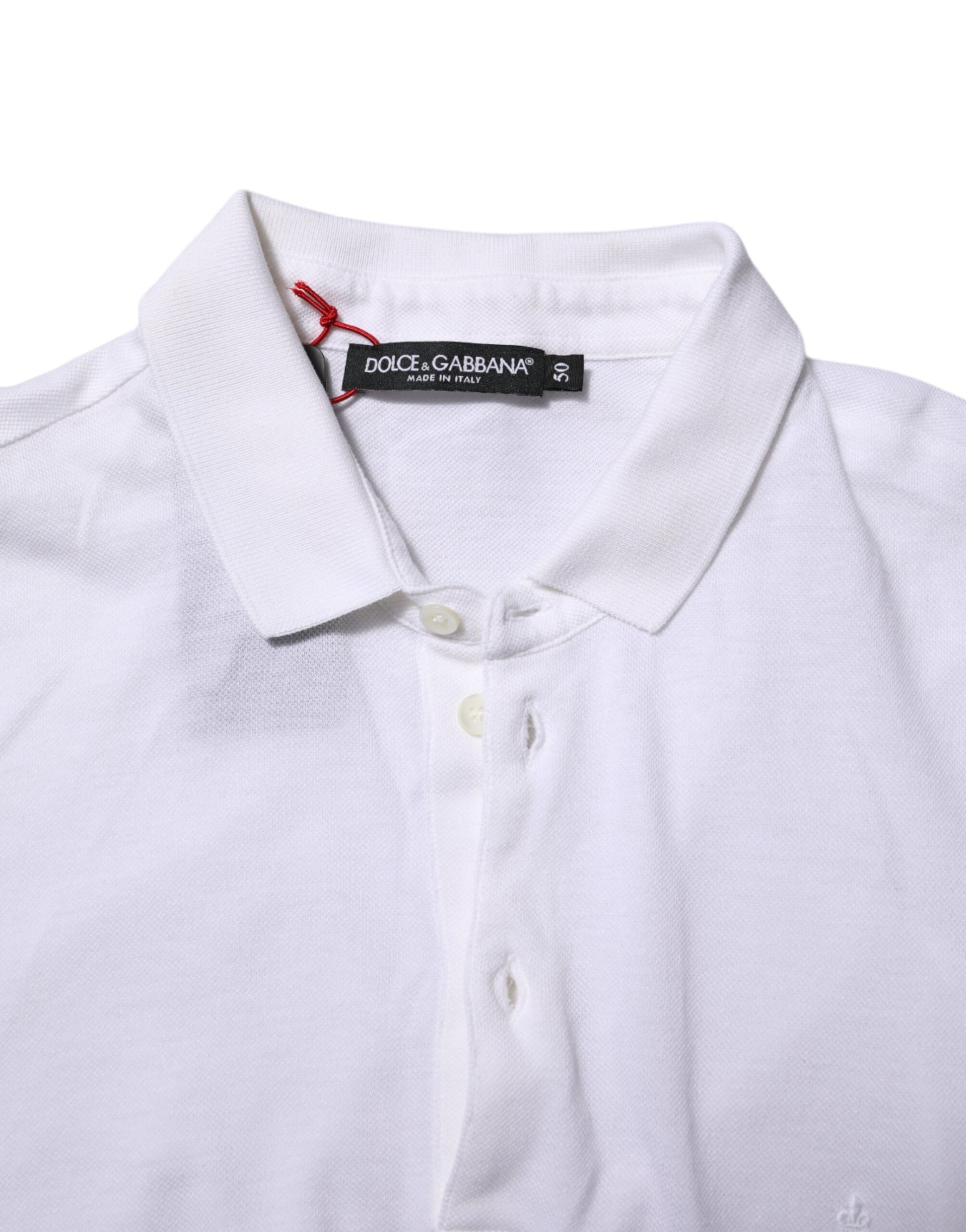 T-shirt à manches courtes et col blanc Dolce &amp; Gabbana pour homme avec couronne