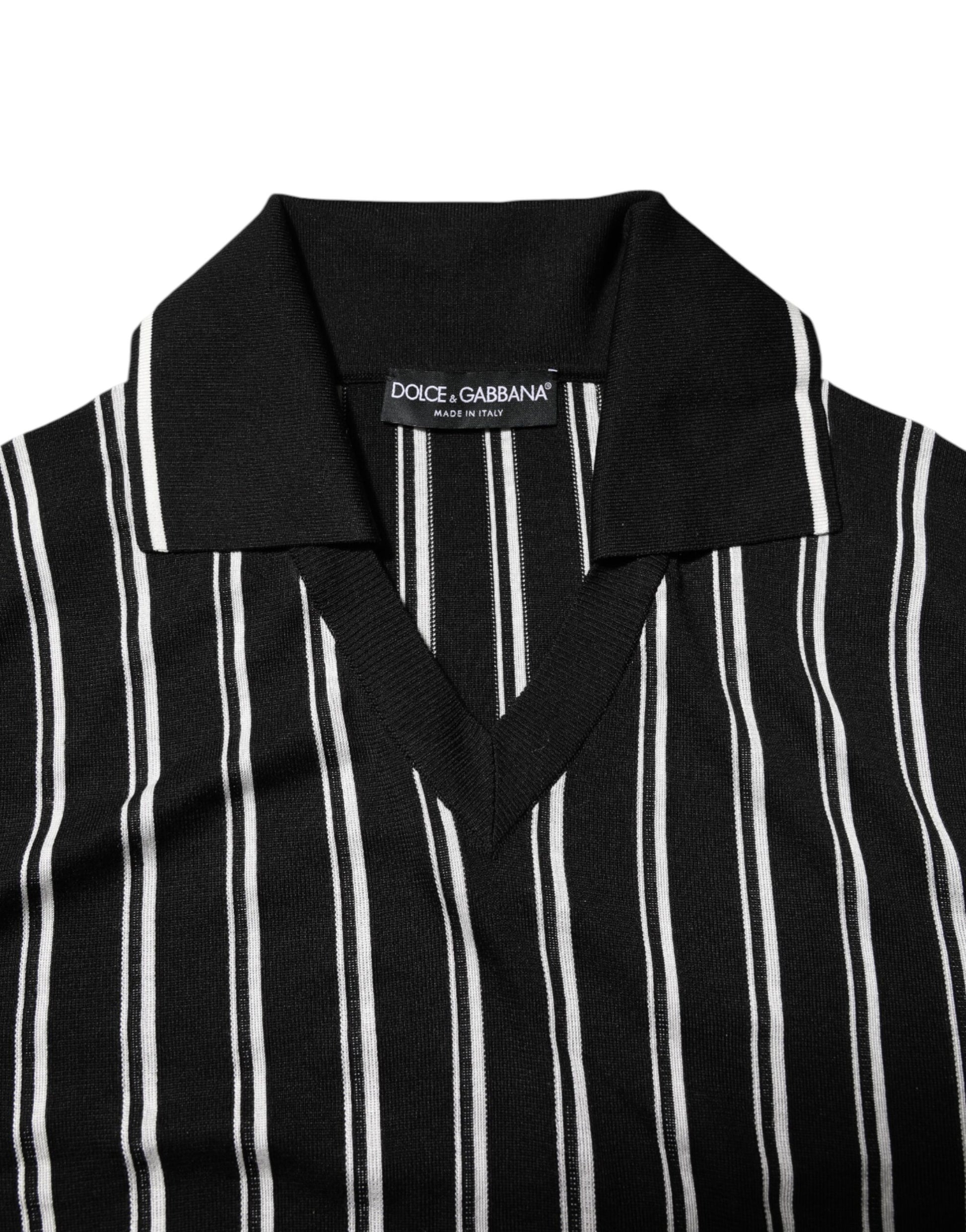 Polo à col à rayures noires et blanches Dolce &amp; Gabbana