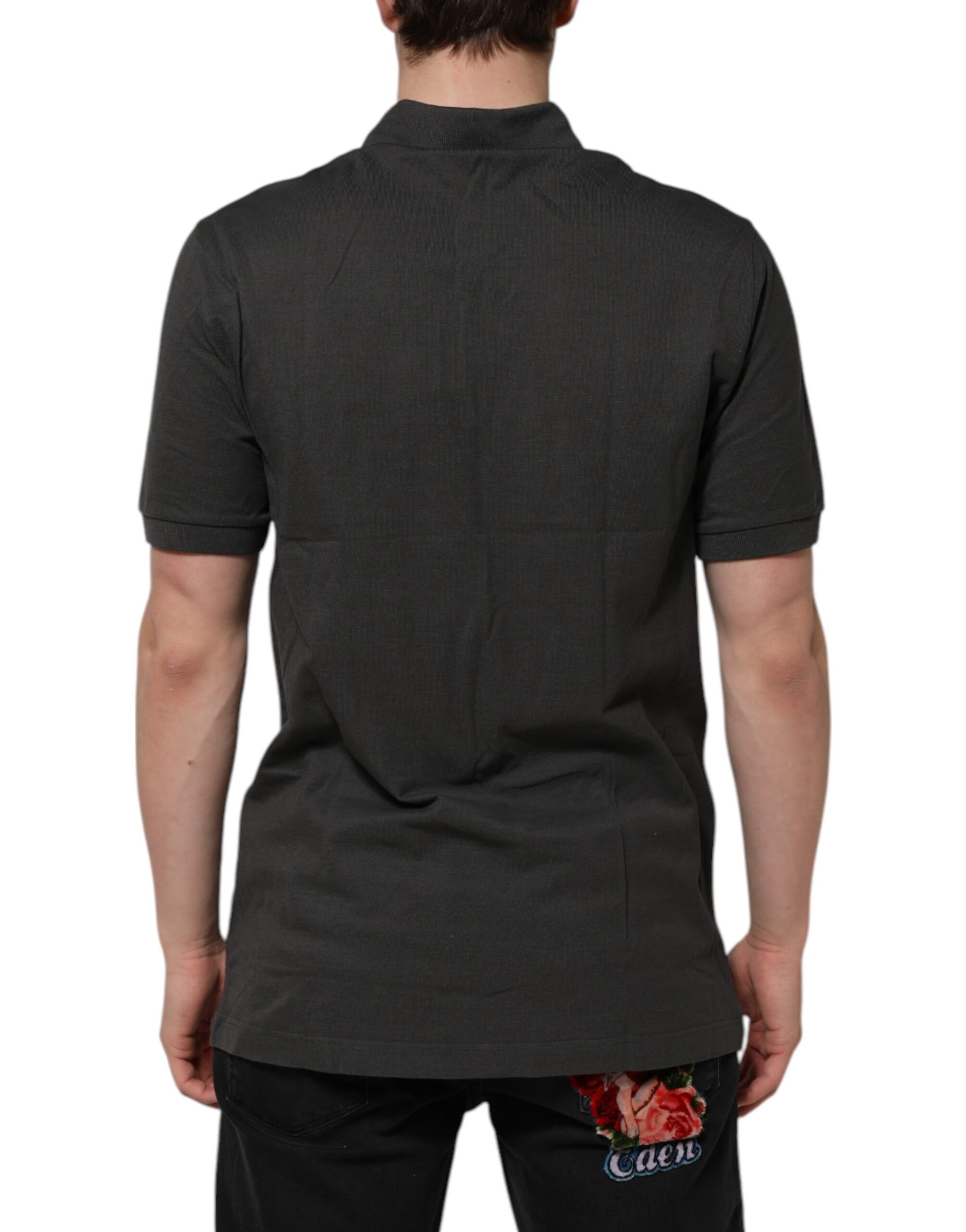 Polo à manches courtes et col gris foncé Dolce &amp; Gabbana