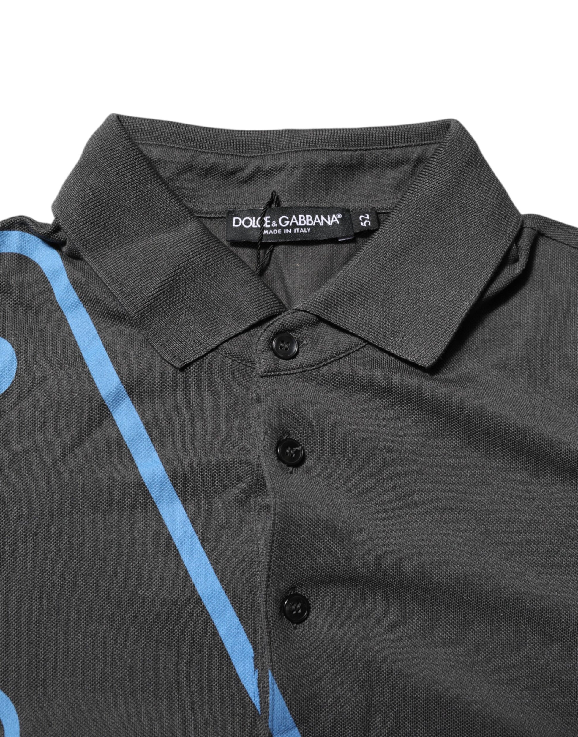 Polo à manches courtes et col gris foncé Dolce &amp; Gabbana