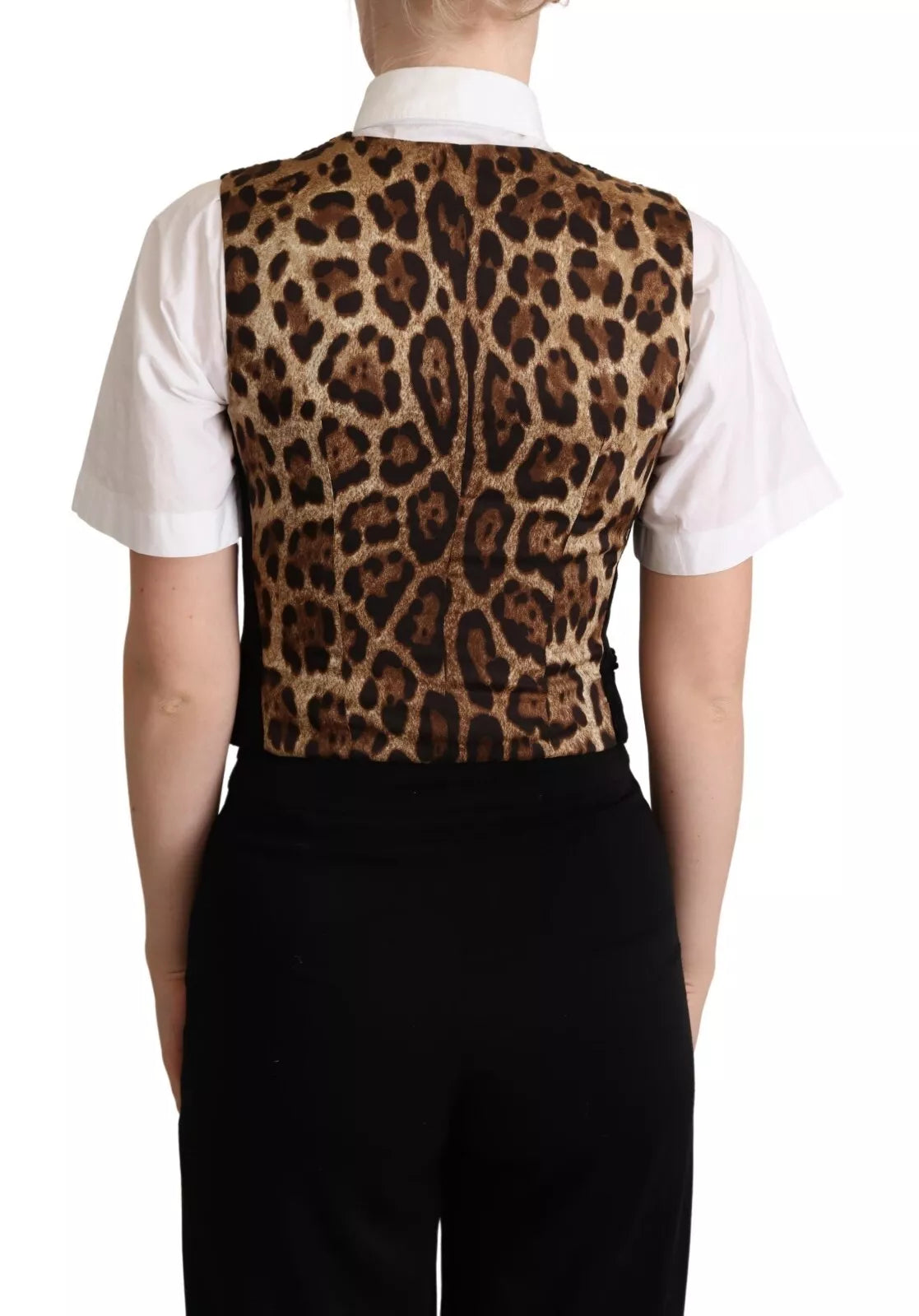 Gilet Dolce &amp; Gabbana à imprimé léopard noir et marron