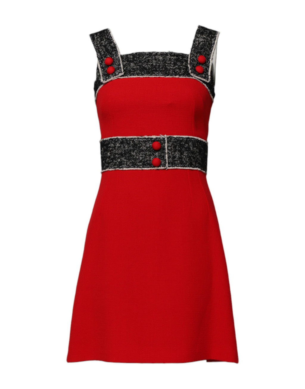 Robe courte évasée trapèze sans manches en laine rouge Dolce &amp; Gabbana