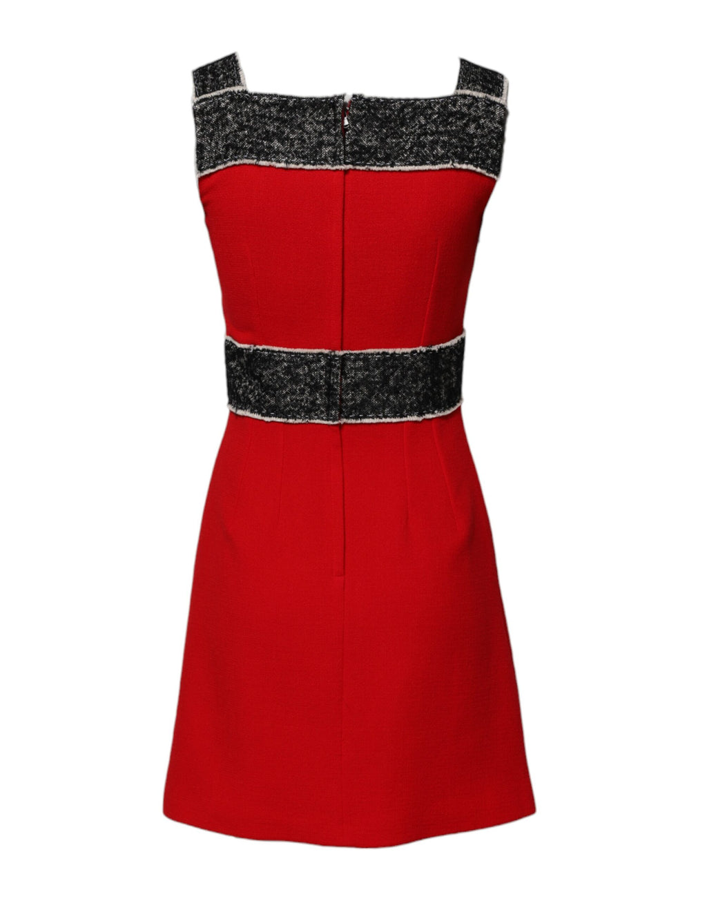 Robe courte évasée trapèze sans manches en laine rouge Dolce &amp; Gabbana