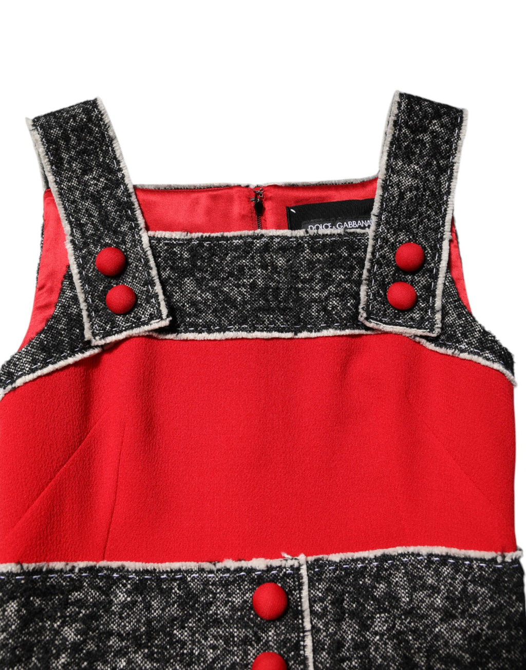 Robe courte évasée trapèze sans manches en laine rouge Dolce &amp; Gabbana