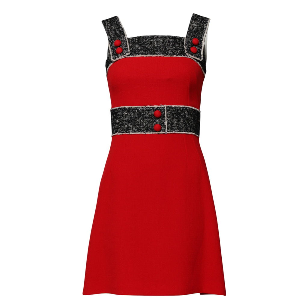Robe courte évasée trapèze sans manches en laine rouge Dolce &amp; Gabbana