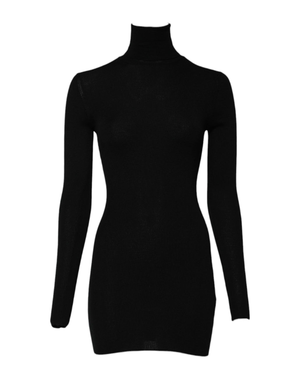 Mini-robe noire à manches longues et col roulé Dolce &amp; Gabbana