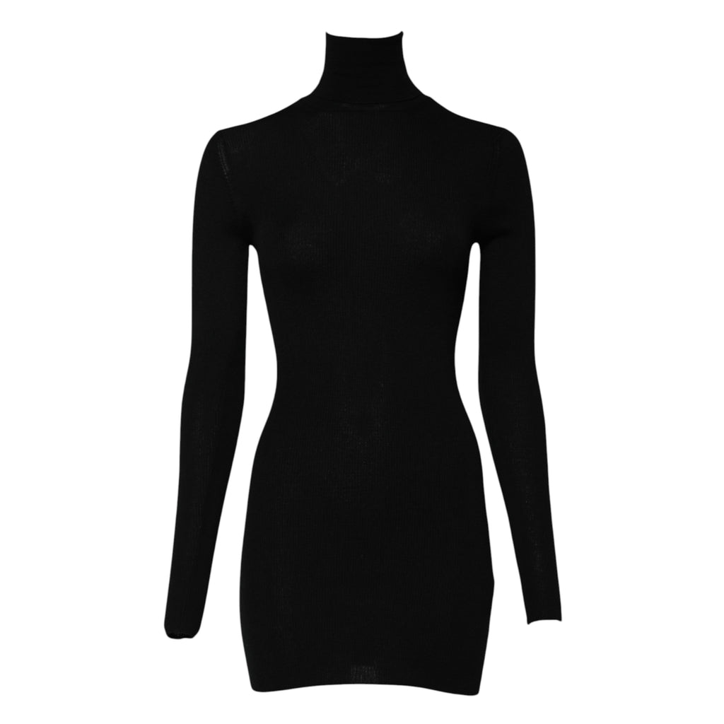 Mini-robe noire à manches longues et col roulé Dolce &amp; Gabbana