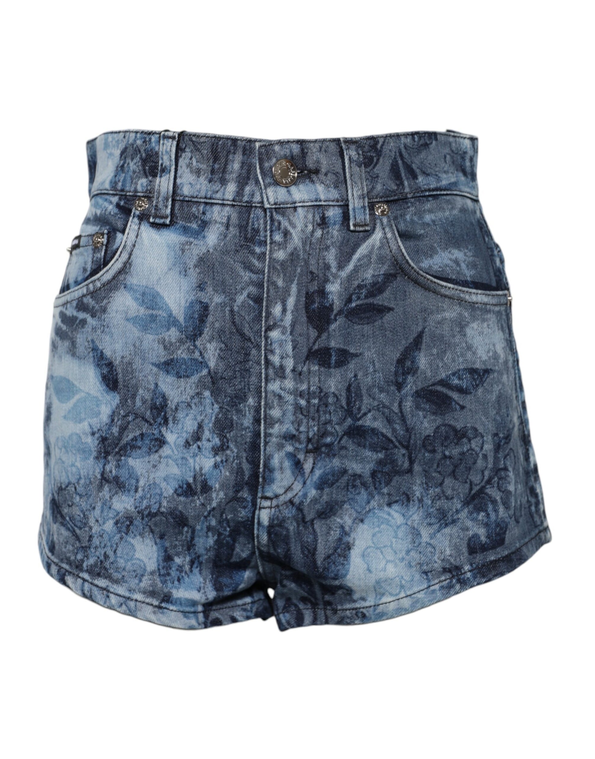 Short en denim bleu à imprimé floral Dolce &amp; Gabbana