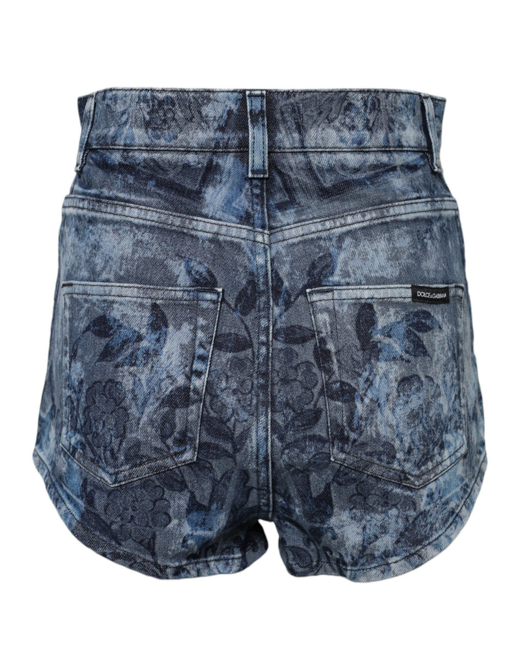 Short en denim bleu à imprimé floral Dolce &amp; Gabbana
