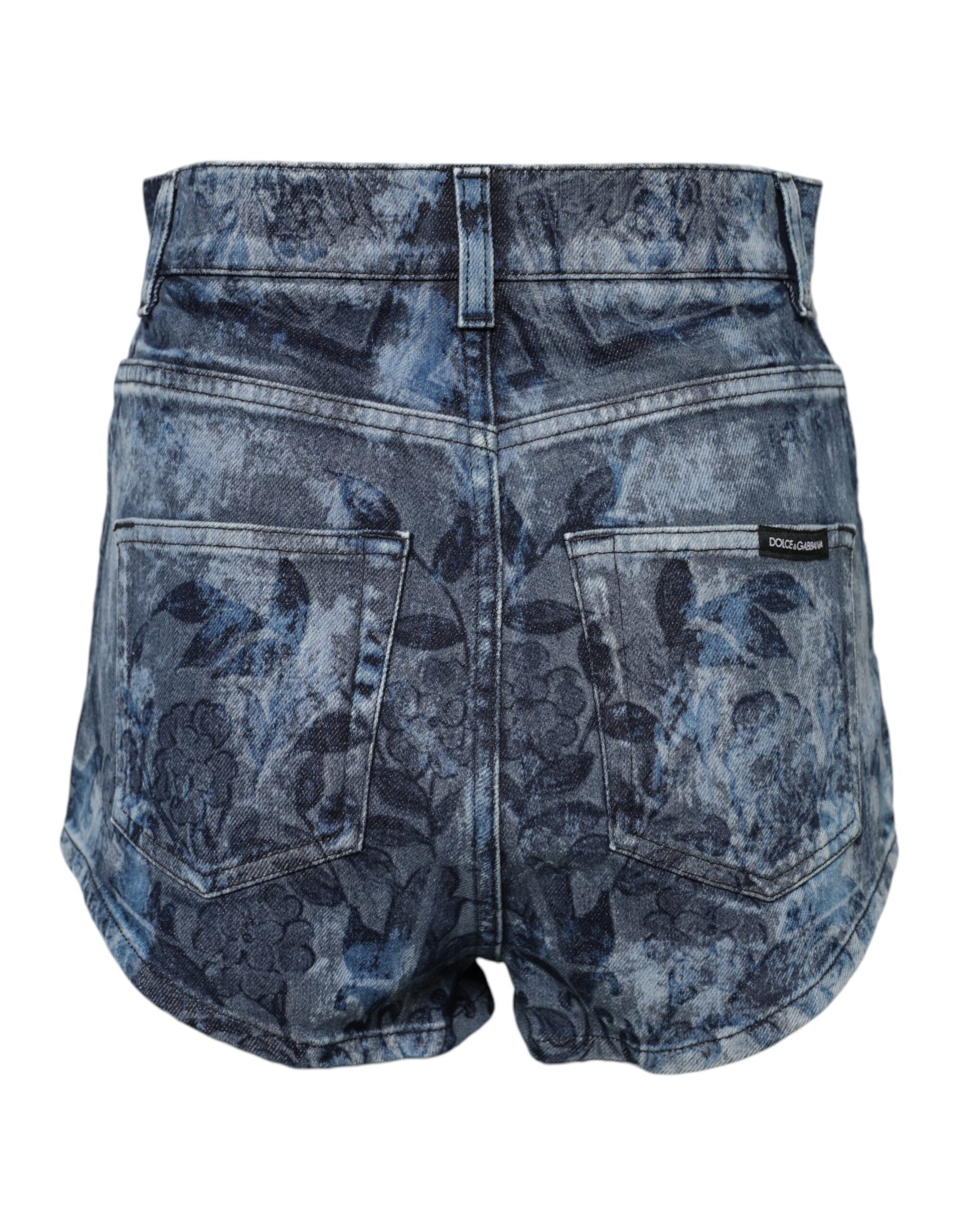 Short en denim bleu à imprimé floral Dolce &amp; Gabbana