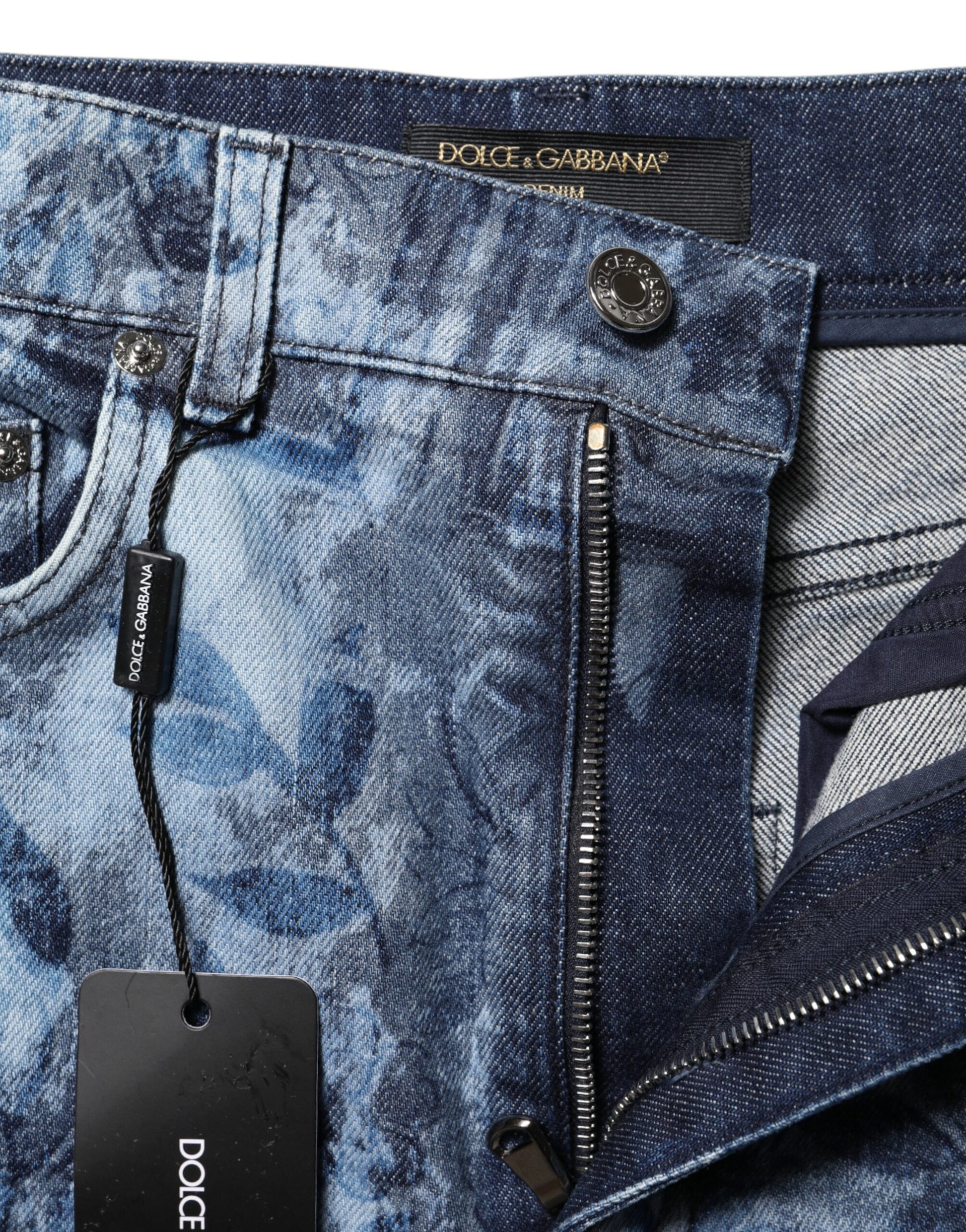 Short en denim bleu à imprimé floral Dolce &amp; Gabbana
