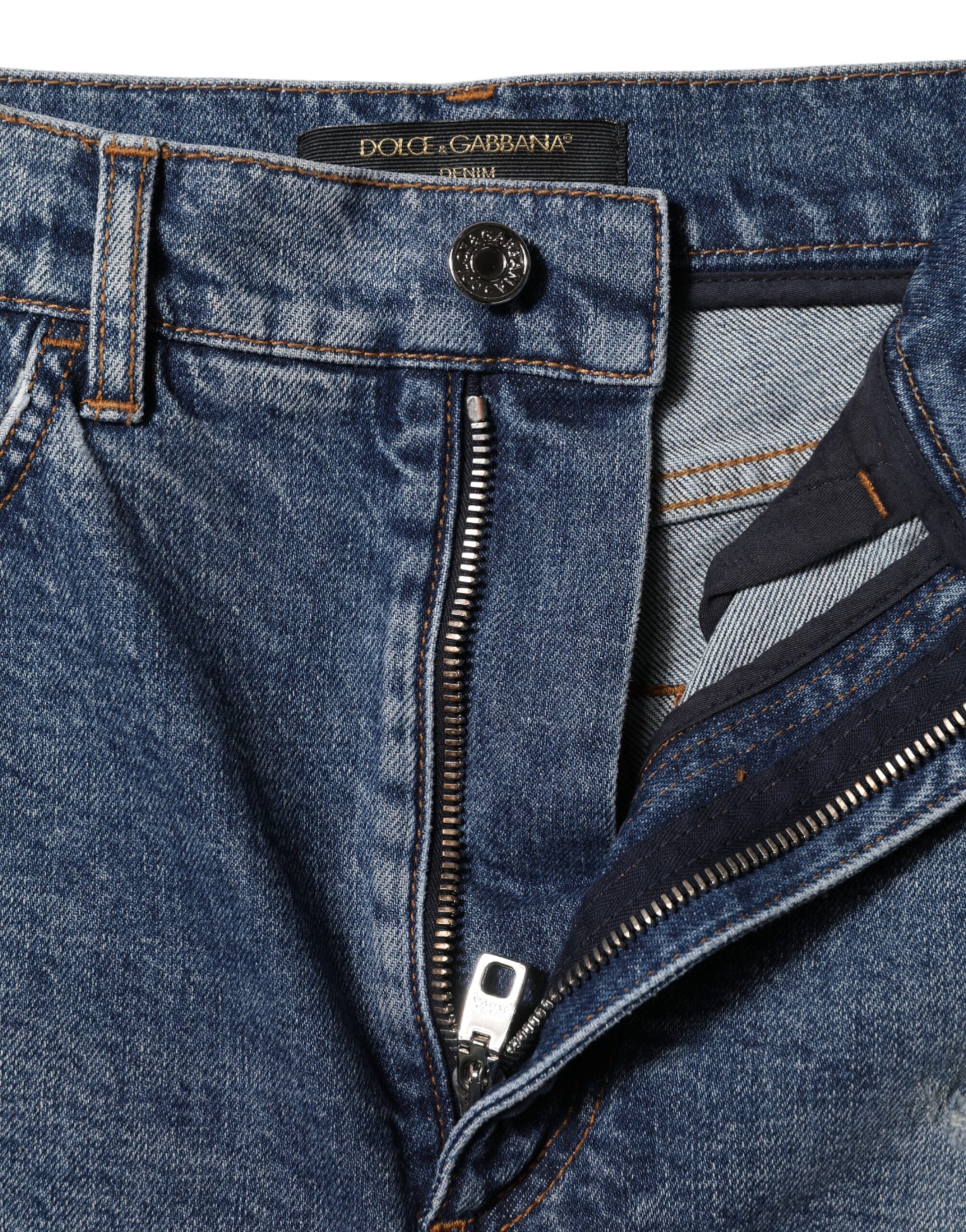 Short en denim bleu déchiré Dolce &amp; Gabbana en coton