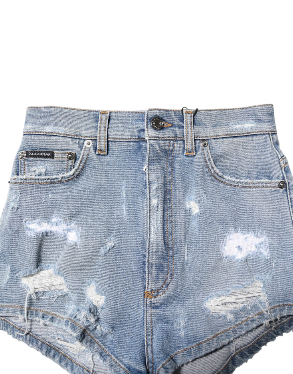 Short en denim bleu déchiré Dolce &amp; Gabbana en coton