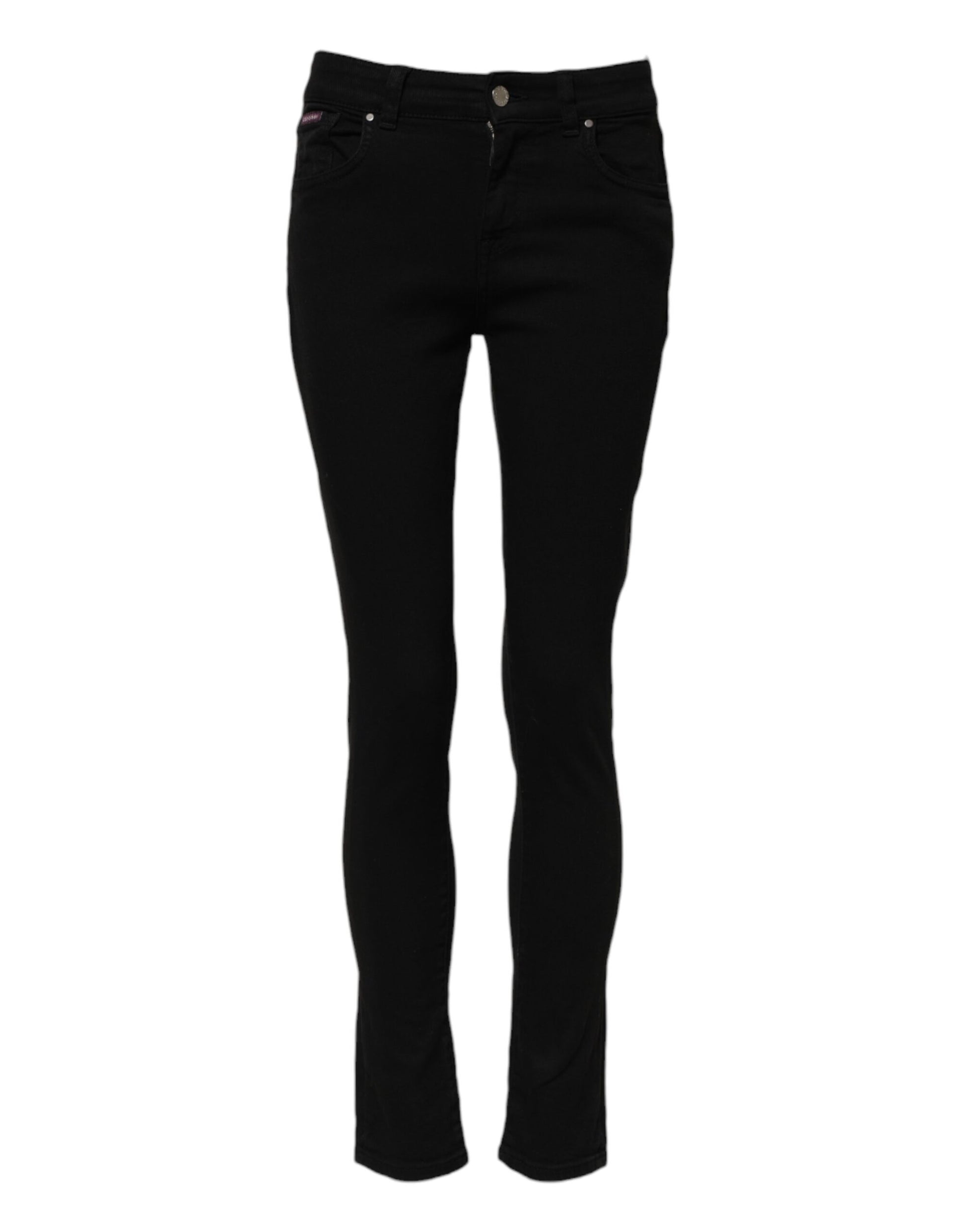 Jean skinny taille moyenne en coton noir Dolce &amp; Gabbana