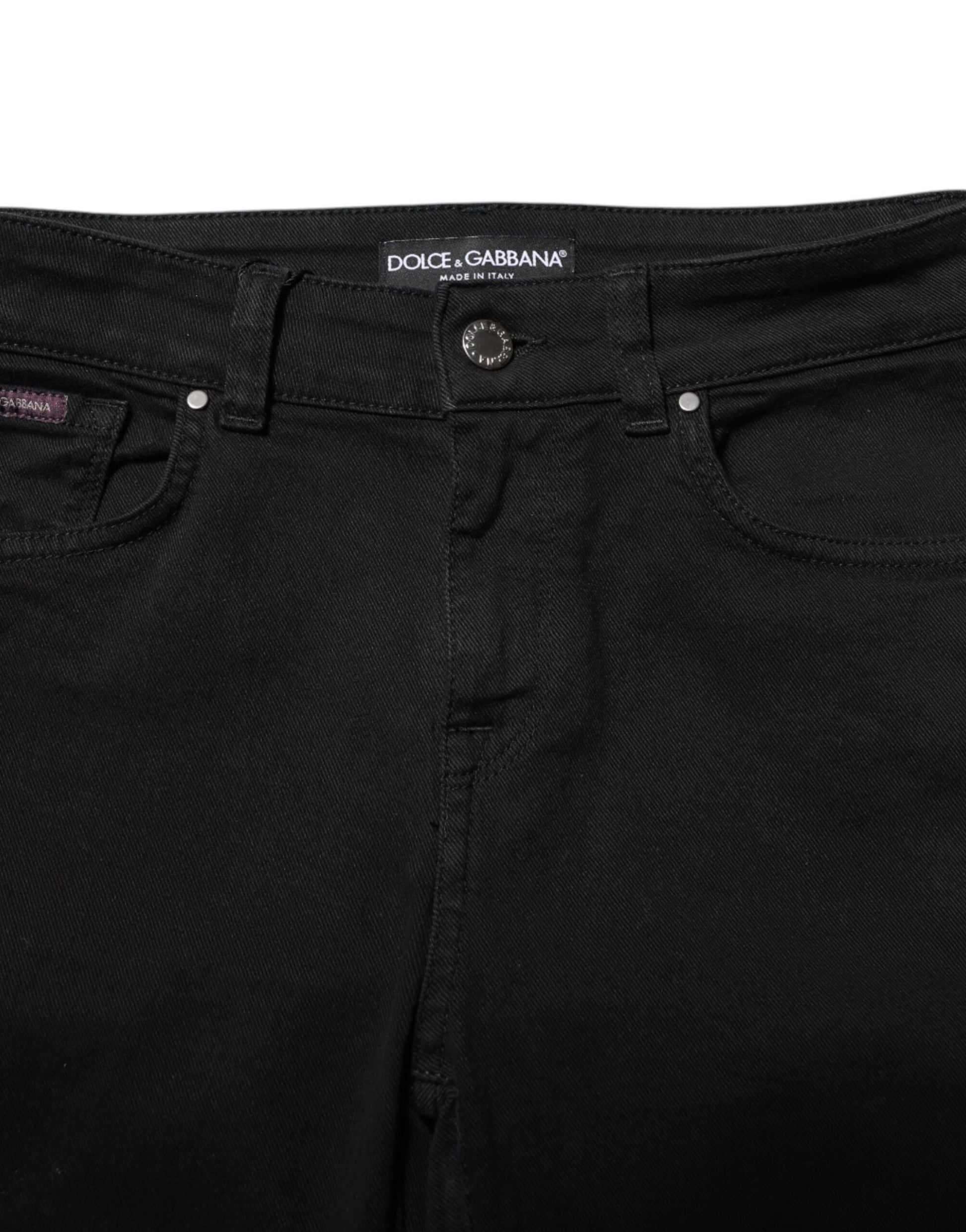 Jean skinny taille moyenne en coton noir Dolce &amp; Gabbana