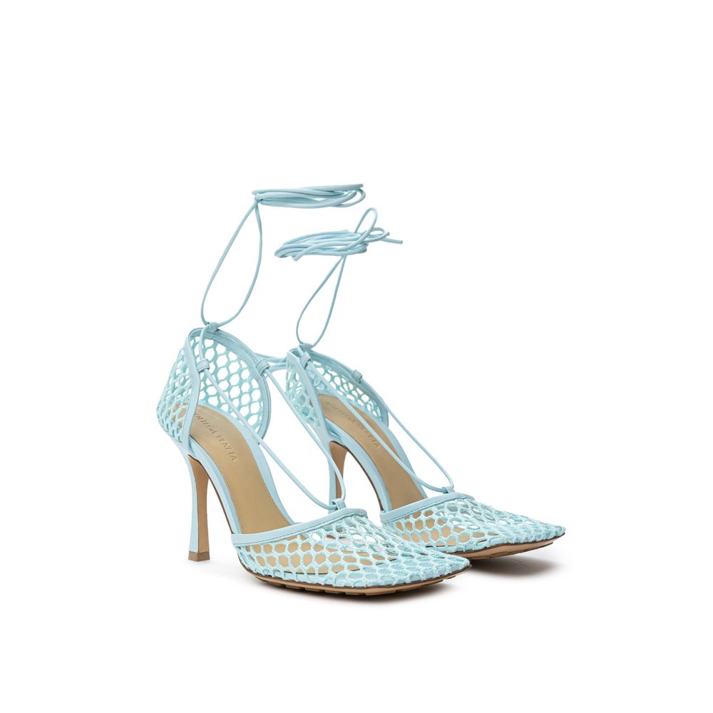 Sandale Bottega Veneta en tissu bleu et cuir