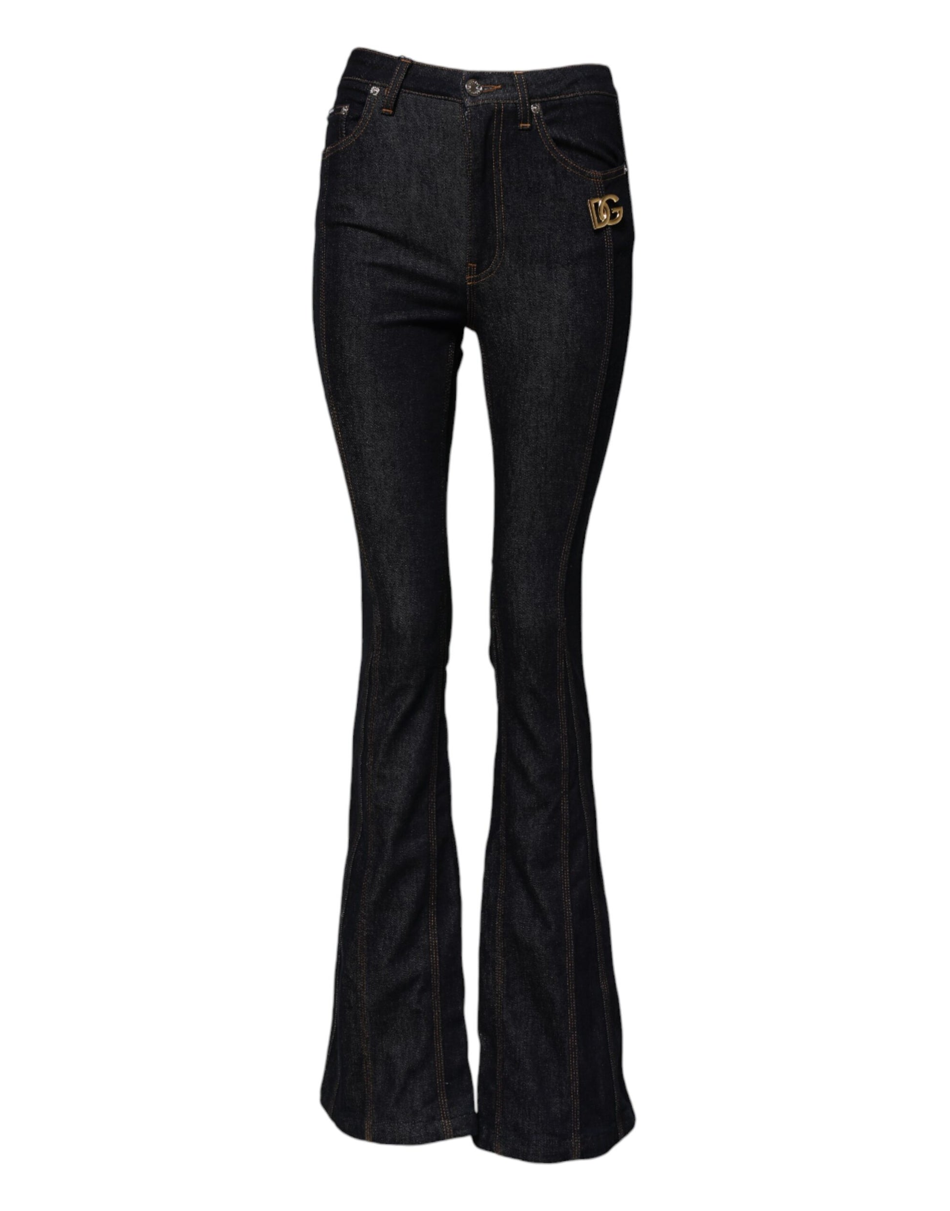 Jean bootcut taille moyenne en coton noir Dolce &amp; Gabbana 
