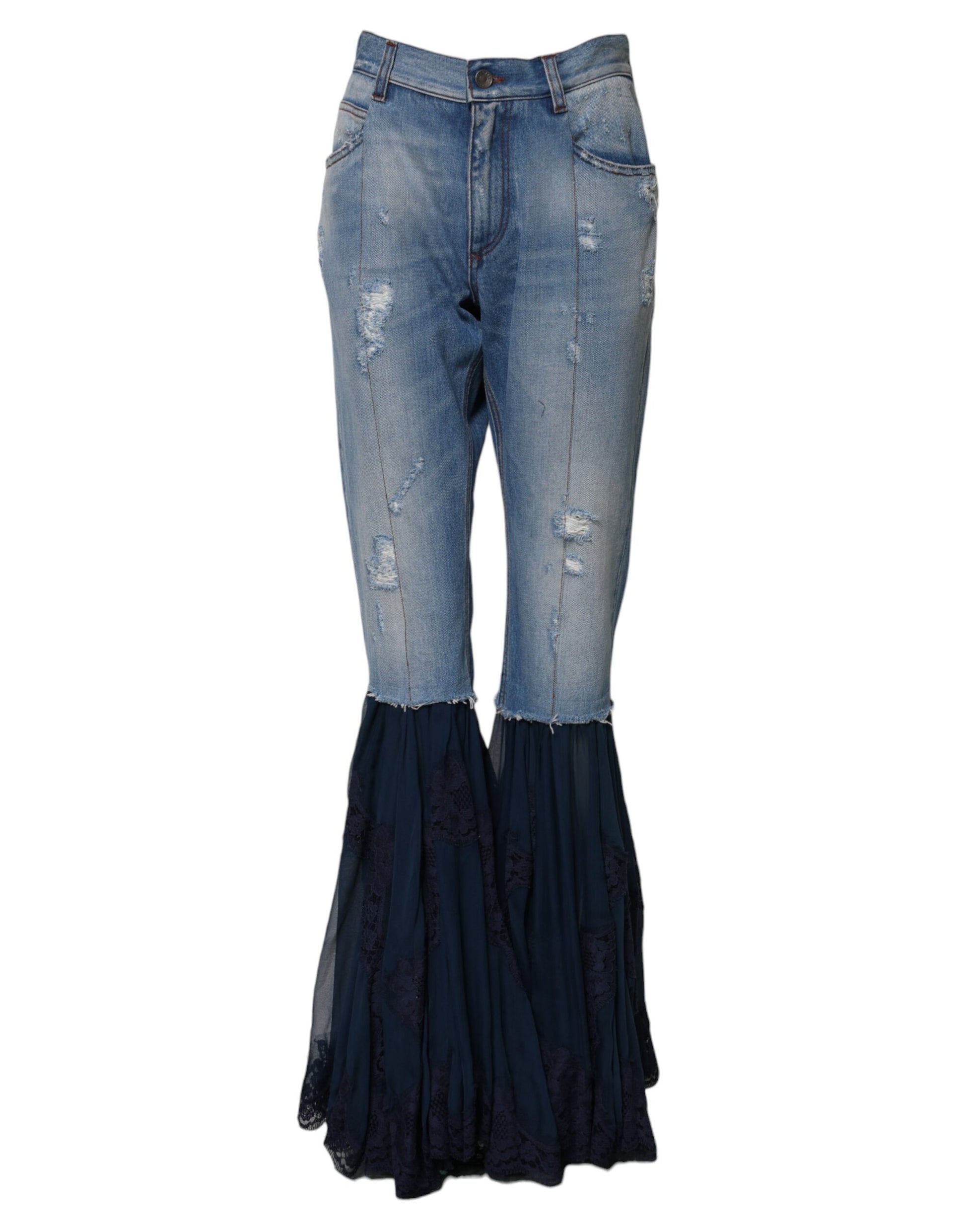 Jean évasé taille haute en coton bleu Dolce &amp; Gabbana 