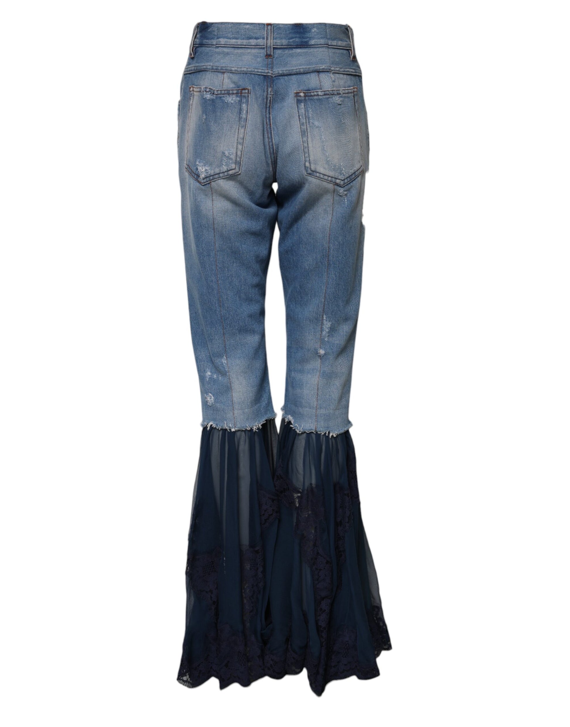 Jean évasé taille haute en coton bleu Dolce &amp; Gabbana 