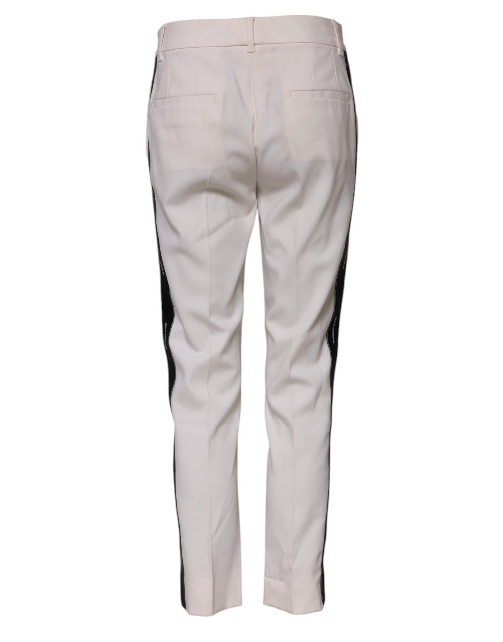 Pantalon fuselé taille moyenne en laine blanche Dolce &amp; Gabbana 