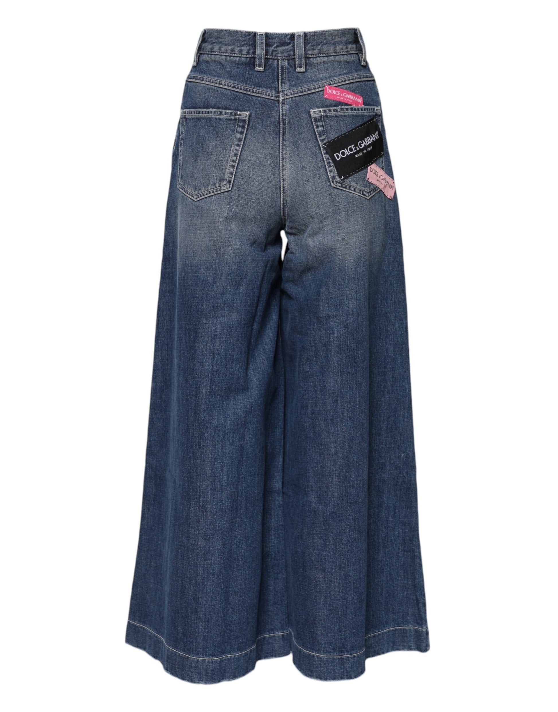 Jean large taille haute en coton bleu Dolce &amp; Gabbana 