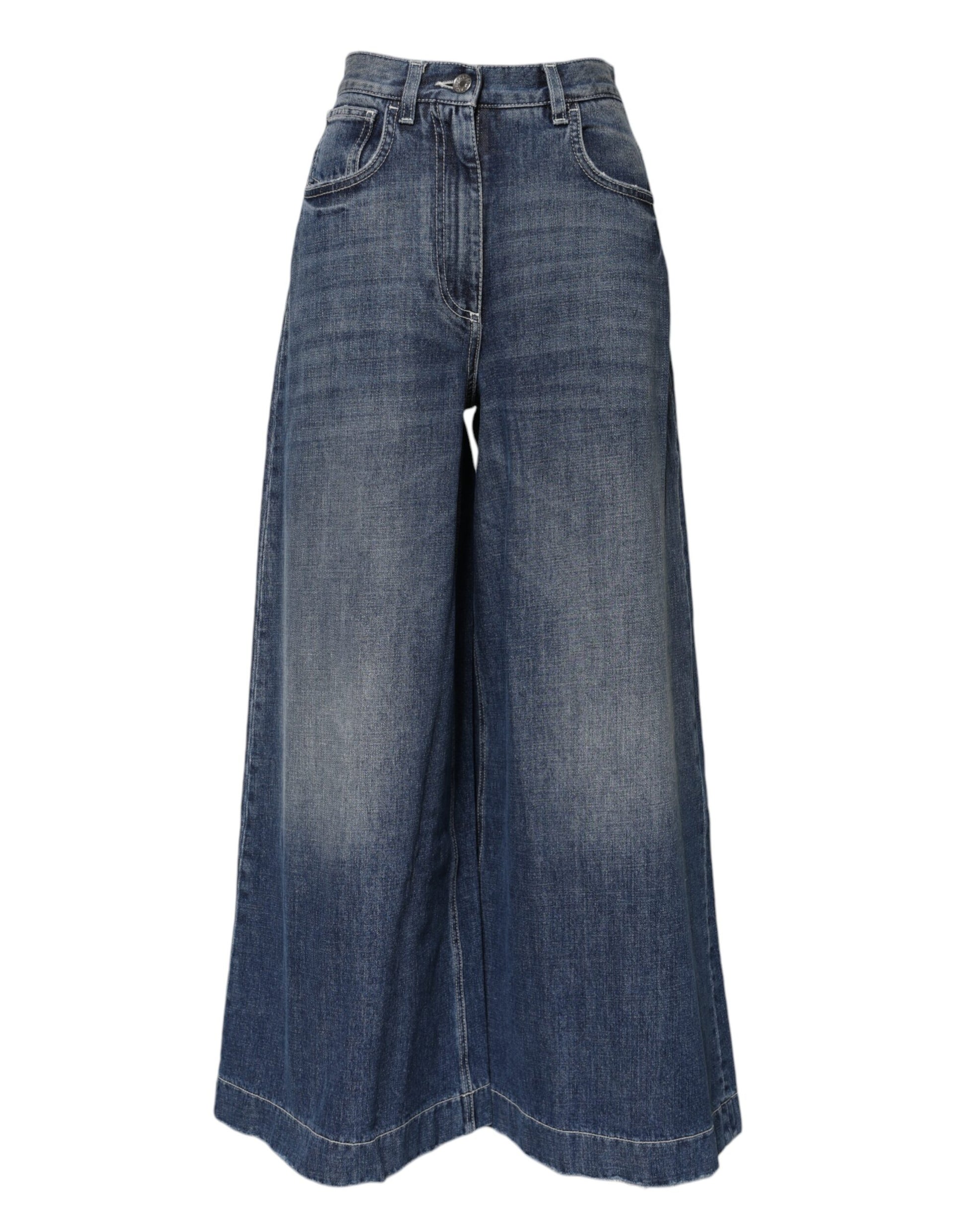Jean large taille haute en coton bleu Dolce &amp; Gabbana 