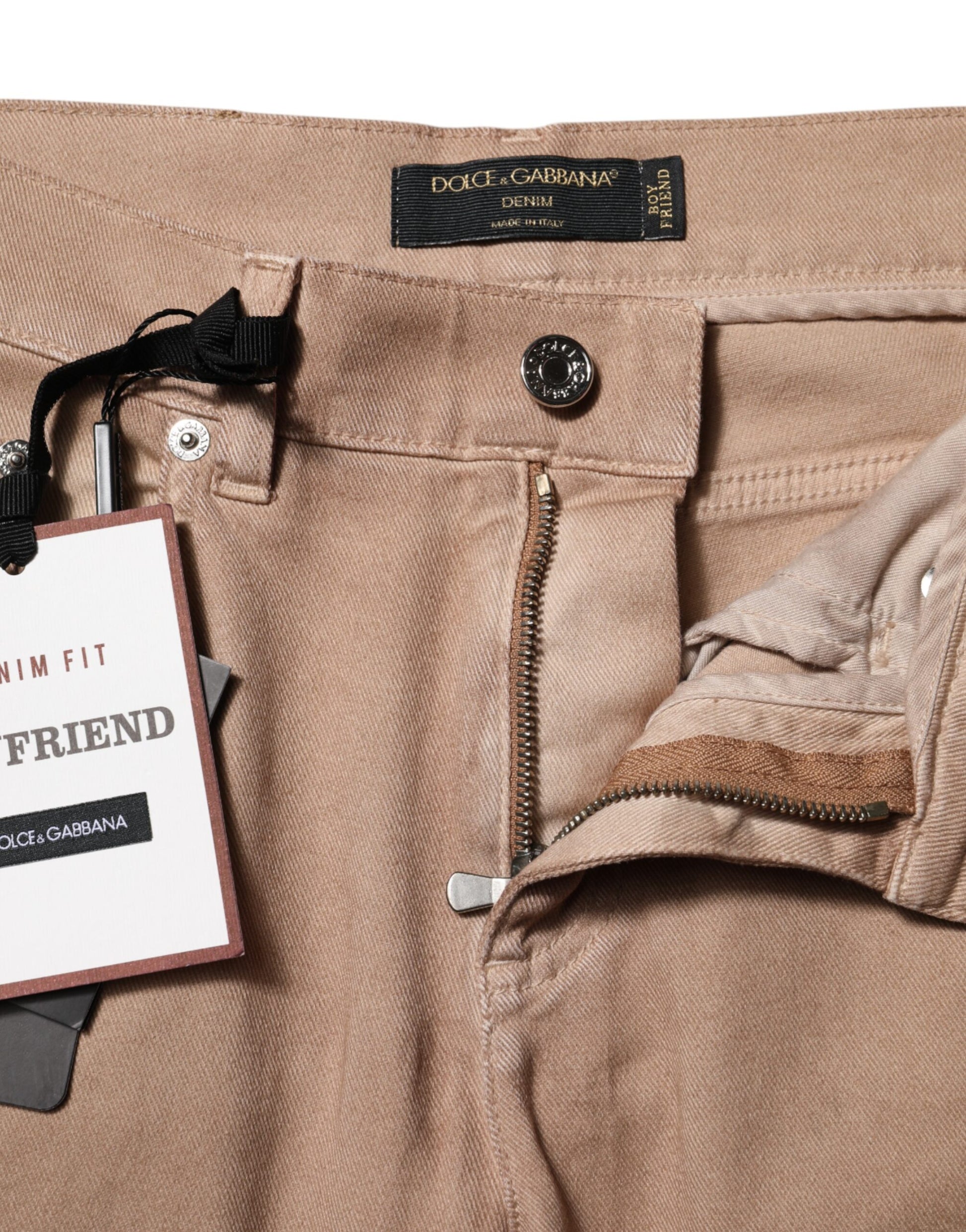 Pantalon boyfriend en denim de coton marron Dolce &amp; Gabbana 