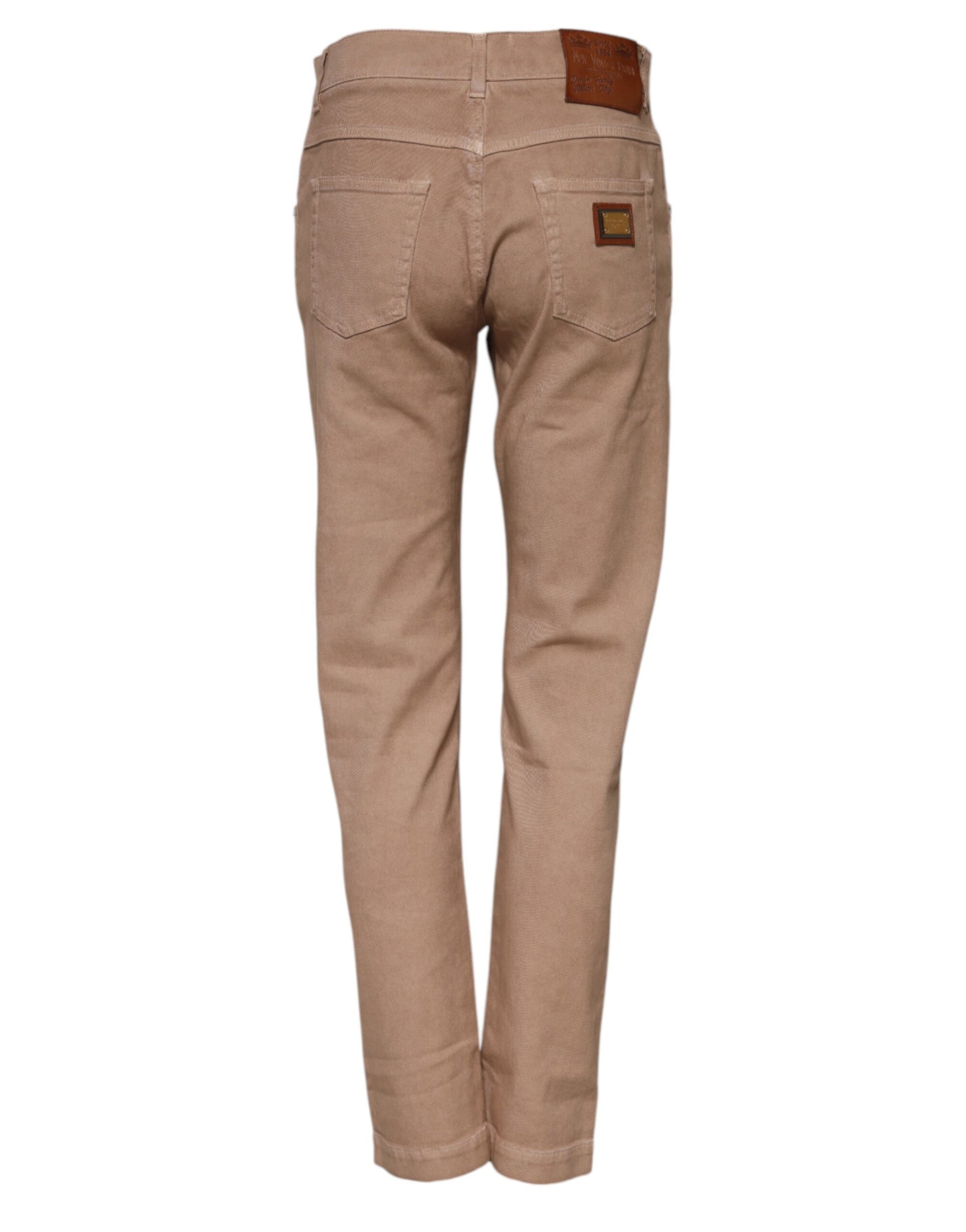Pantalon boyfriend en denim de coton marron Dolce &amp; Gabbana 