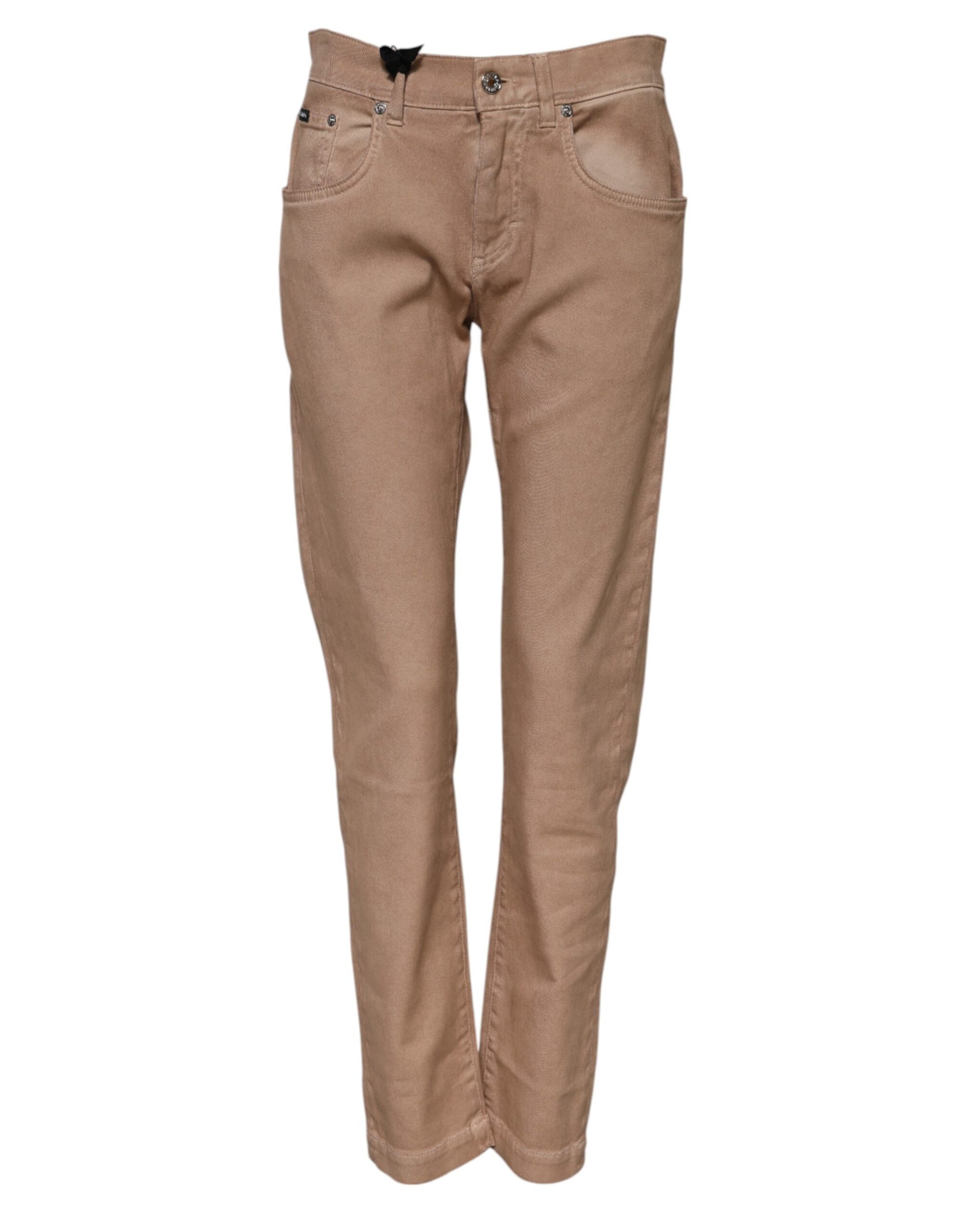 Pantalon boyfriend en denim de coton marron Dolce &amp; Gabbana 