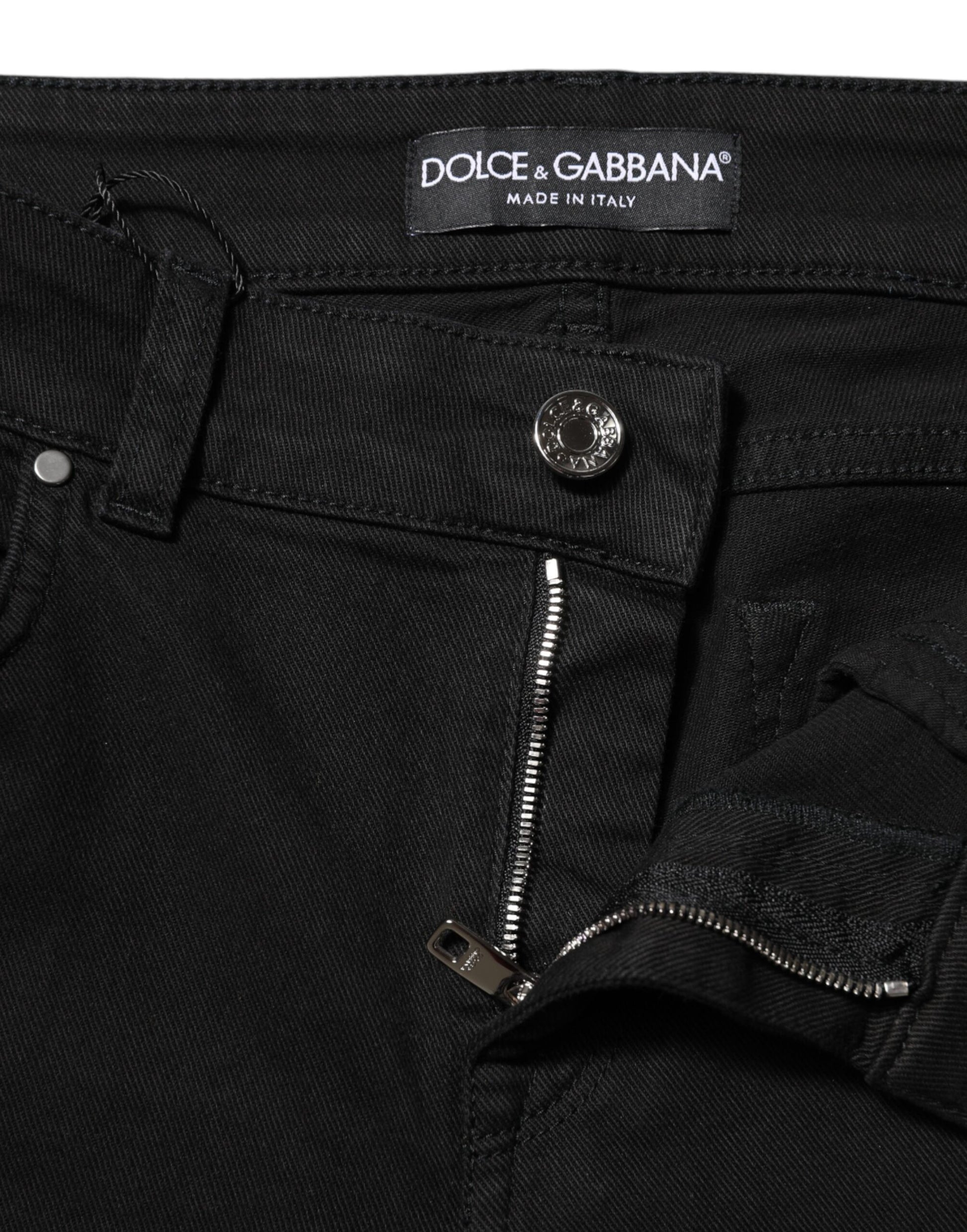 Jean skinny taille moyenne en coton noir Dolce &amp; Gabbana