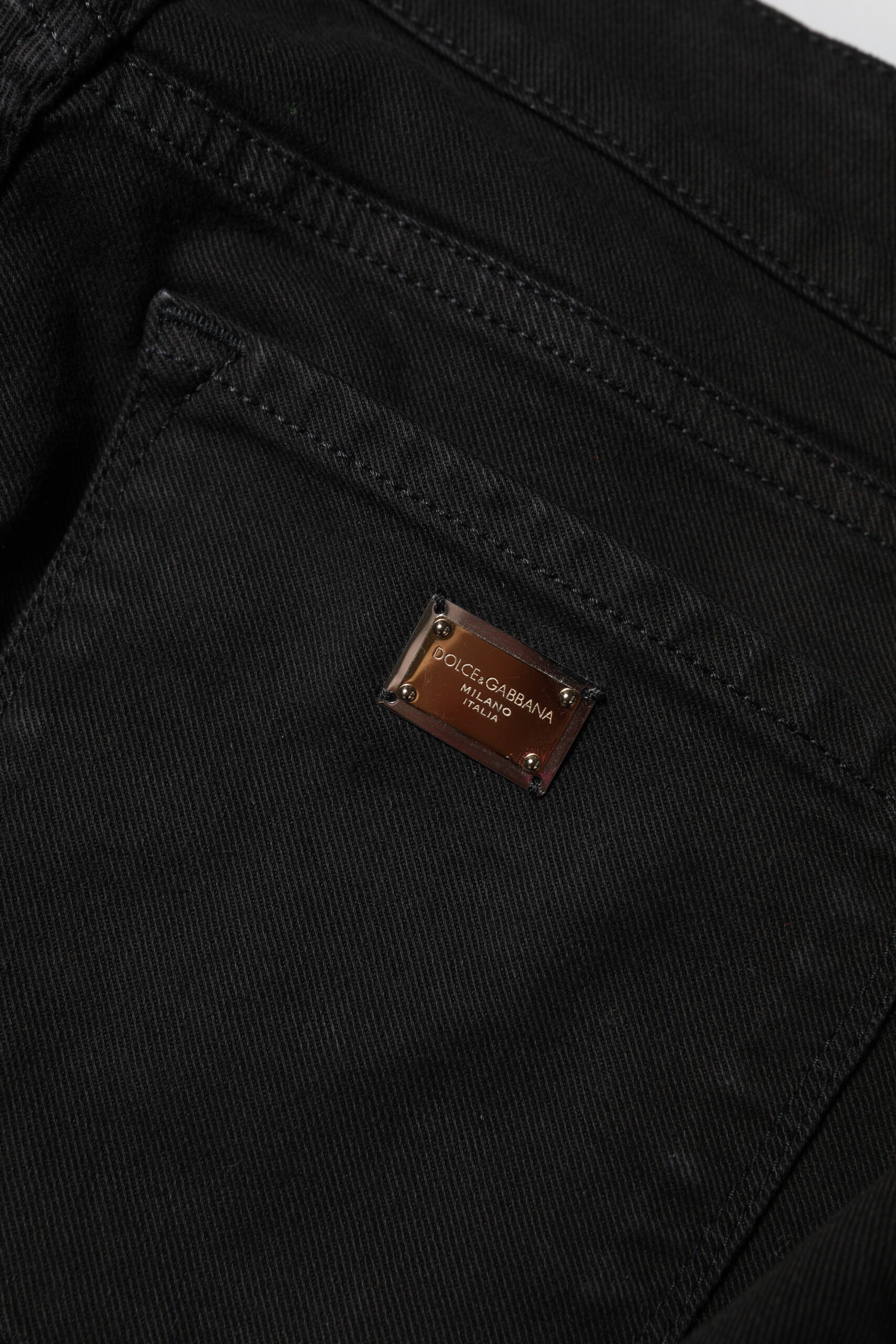 Jean skinny taille moyenne en coton noir Dolce &amp; Gabbana