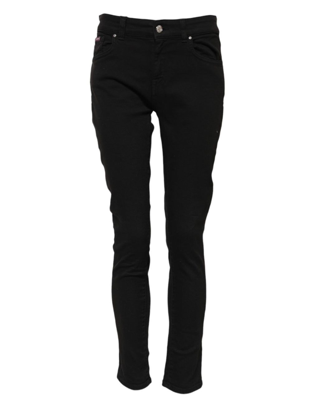 Jean skinny taille moyenne en coton noir avec logo Dolce &amp; Gabbana 