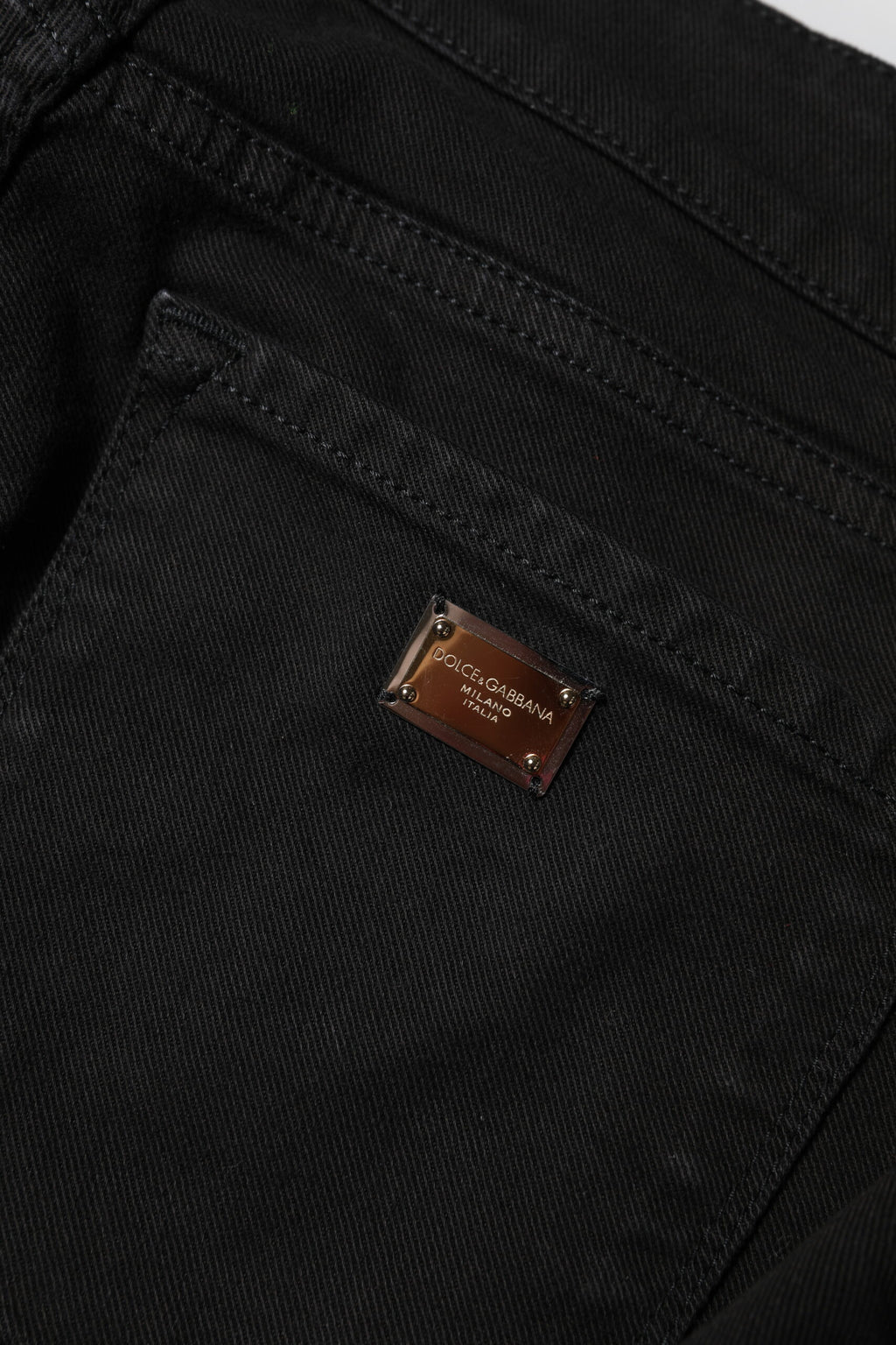 Jean skinny taille moyenne en coton noir avec logo Dolce &amp; Gabbana 