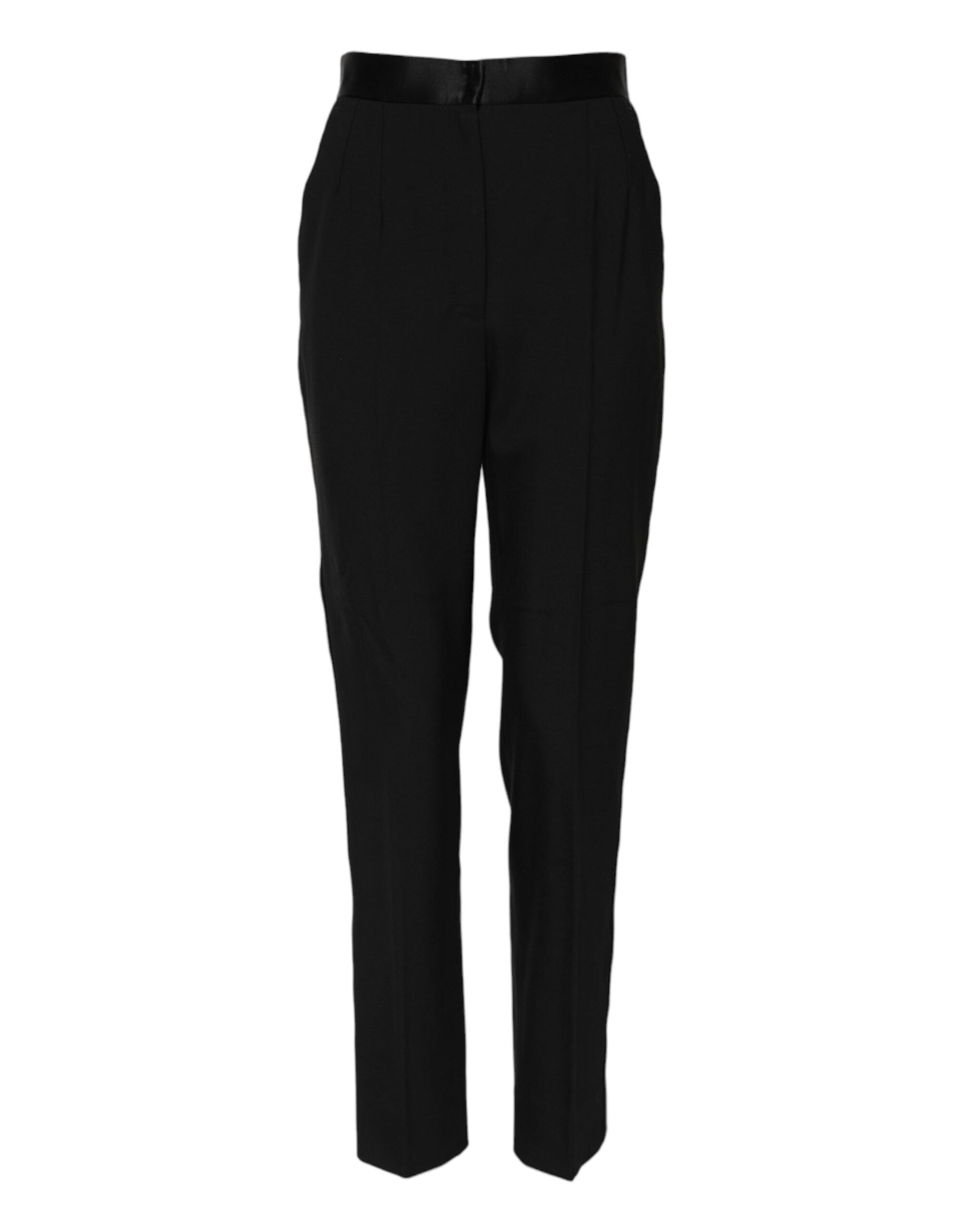 Pantalon fuselé taille haute en laine noire Dolce &amp; Gabbana 