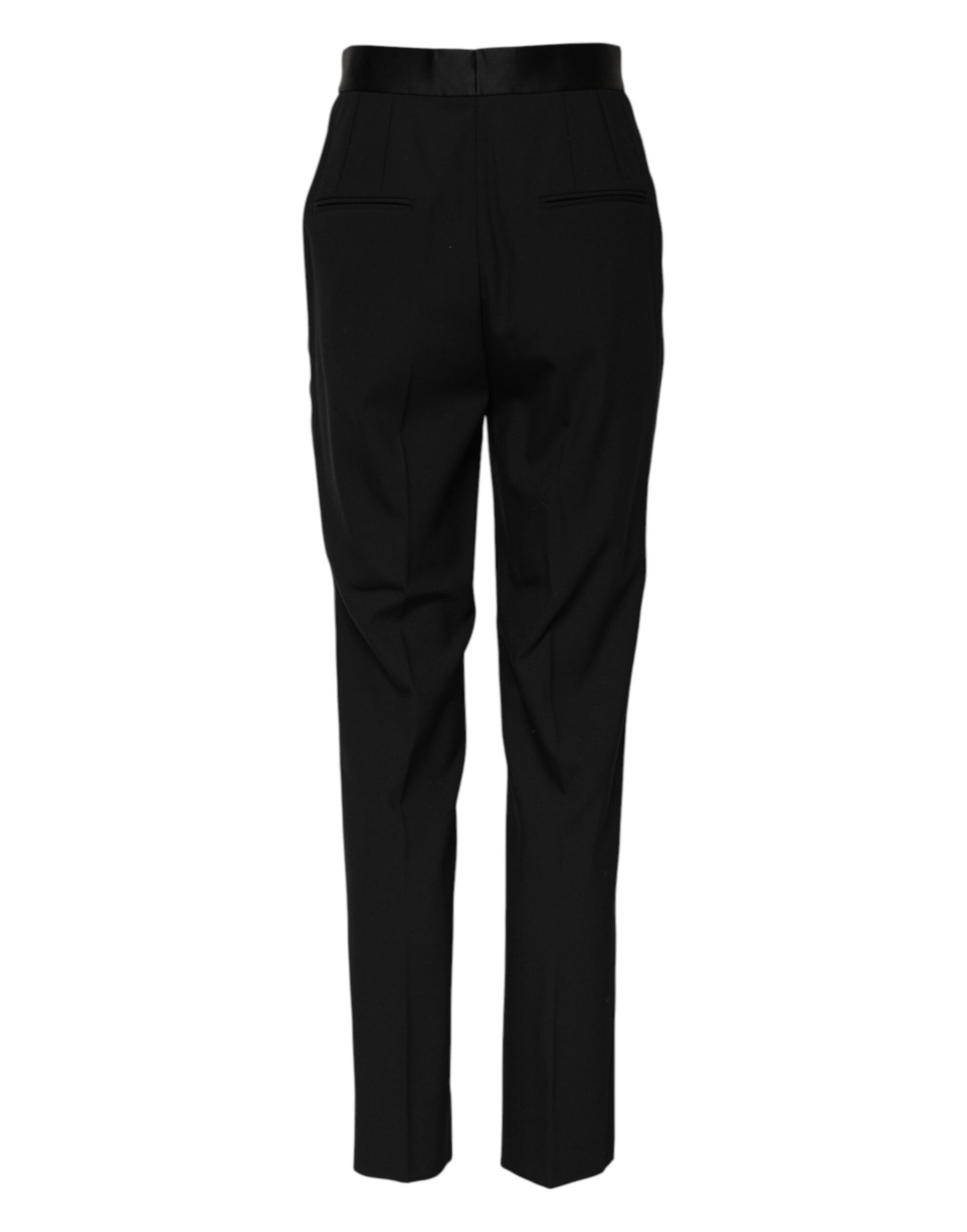 Pantalon fuselé taille haute en laine noire Dolce &amp; Gabbana 