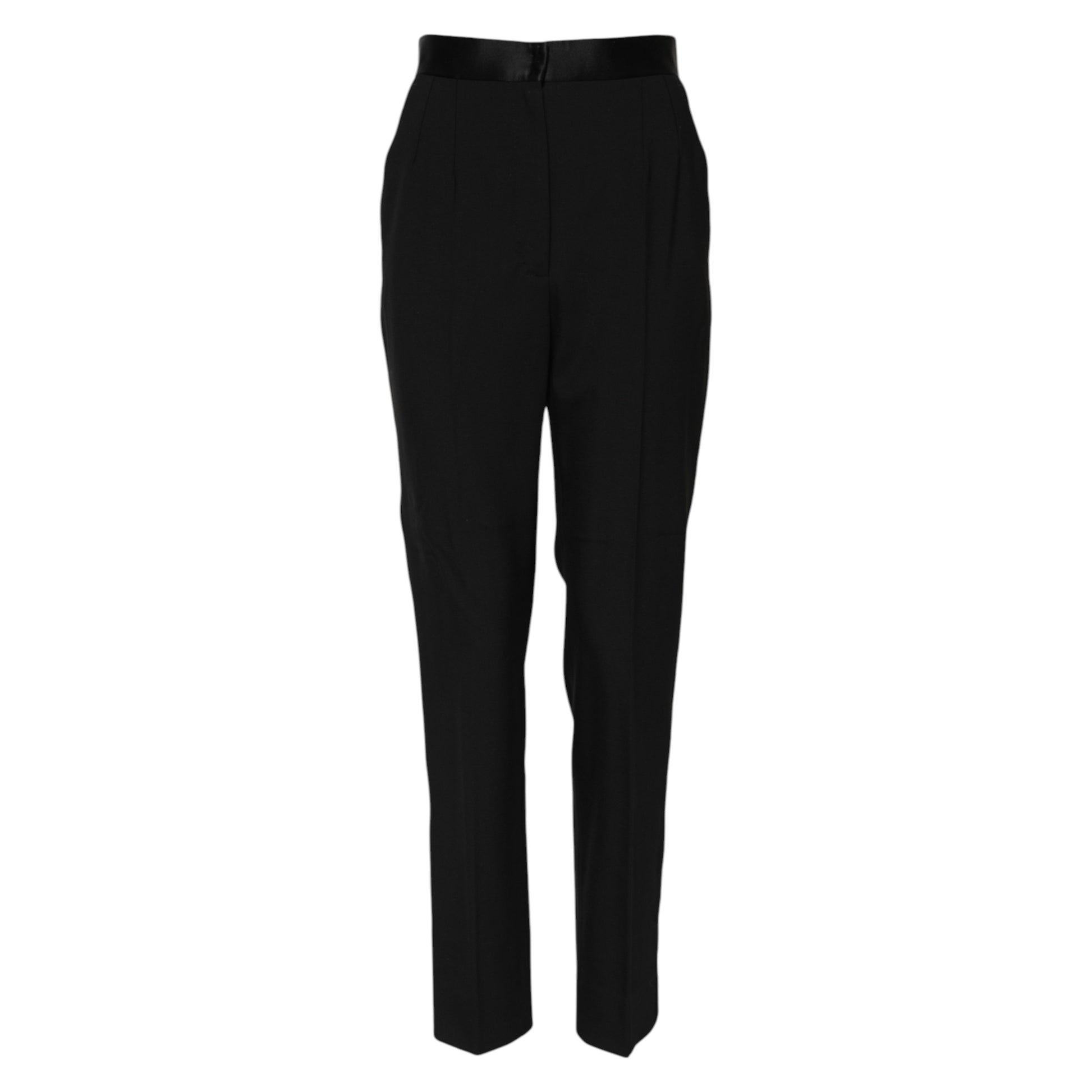 Pantalon fuselé taille haute en laine noire Dolce &amp; Gabbana 