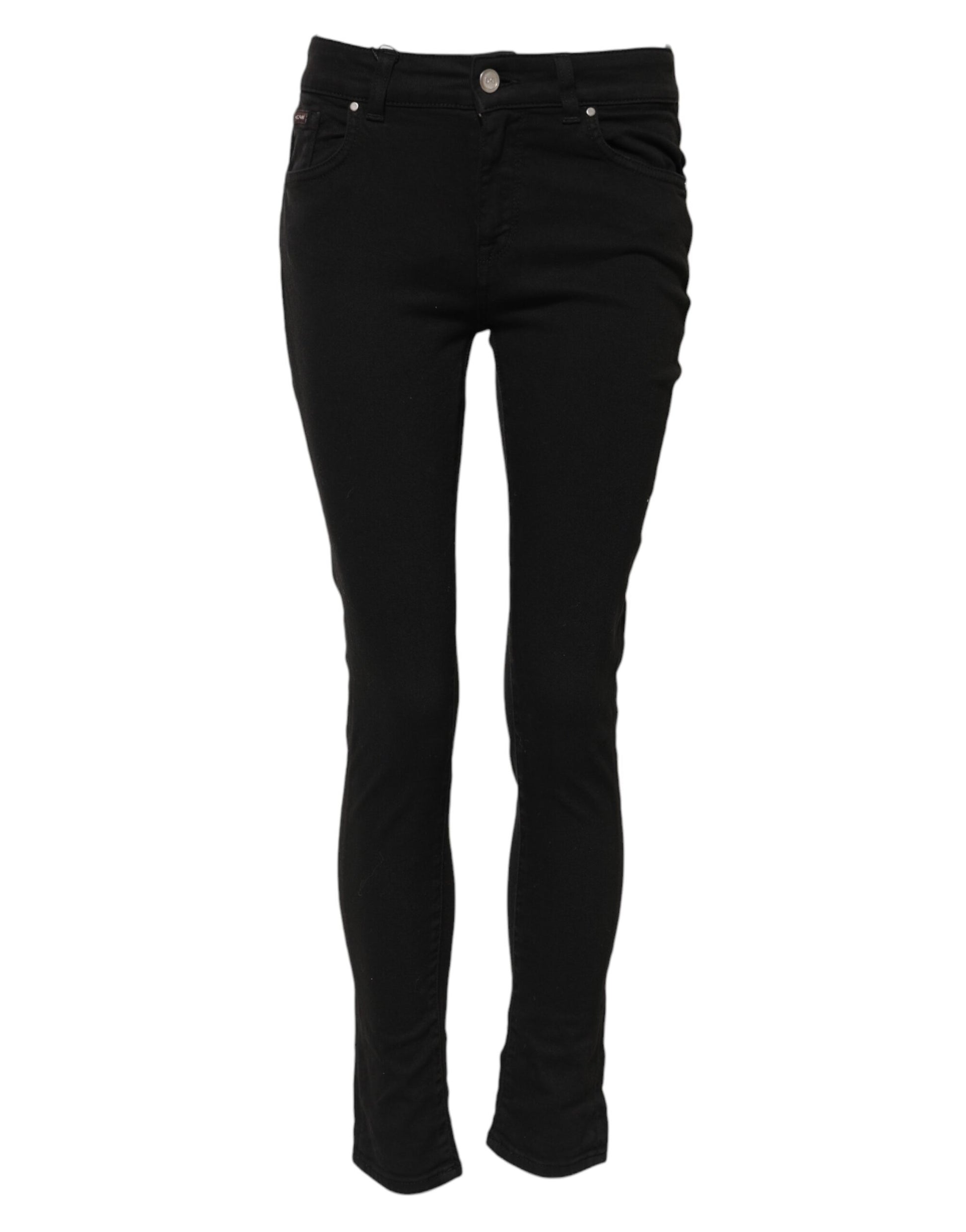 Jean skinny taille moyenne en coton noir Dolce &amp; Gabbana