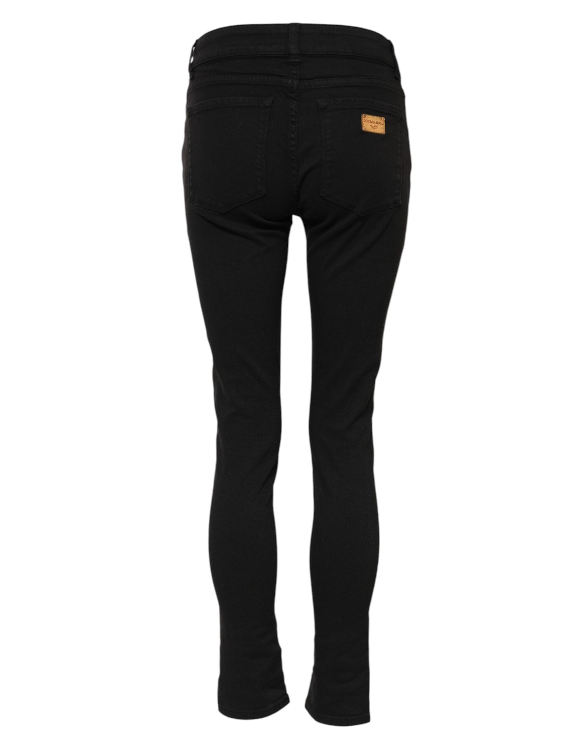Jean skinny taille moyenne en coton noir Dolce &amp; Gabbana