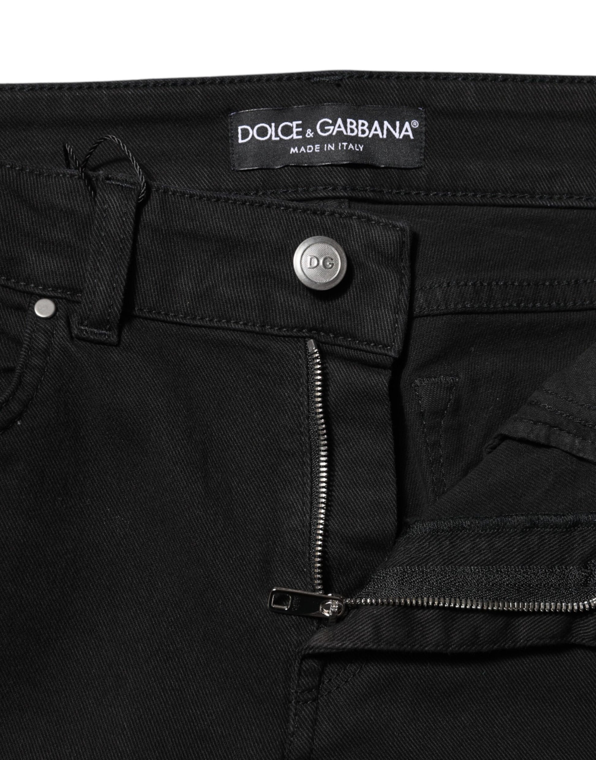 Jean skinny taille moyenne en coton noir Dolce &amp; Gabbana