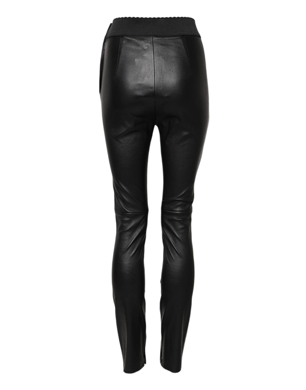 Pantalon taille élastique en cuir noir Dolce &amp; Gabbana 