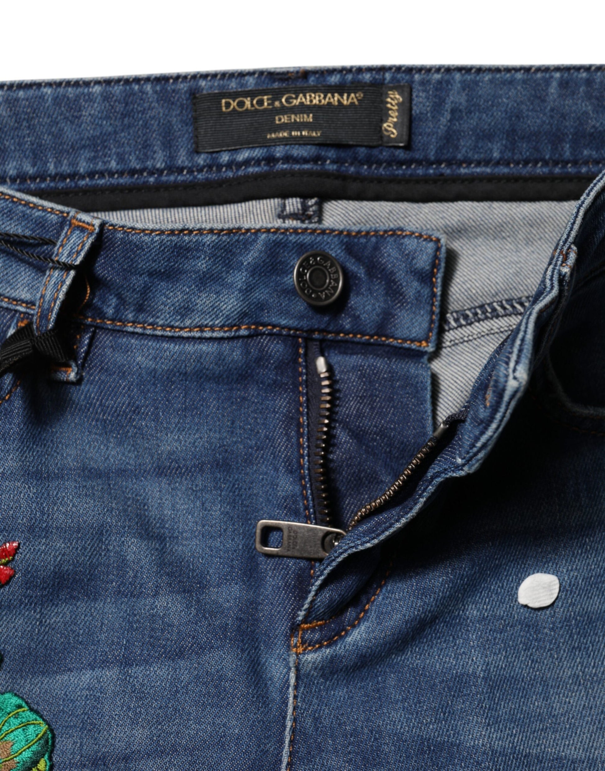 Jean skinny taille basse en coton bleu Dolce &amp; Gabbana 