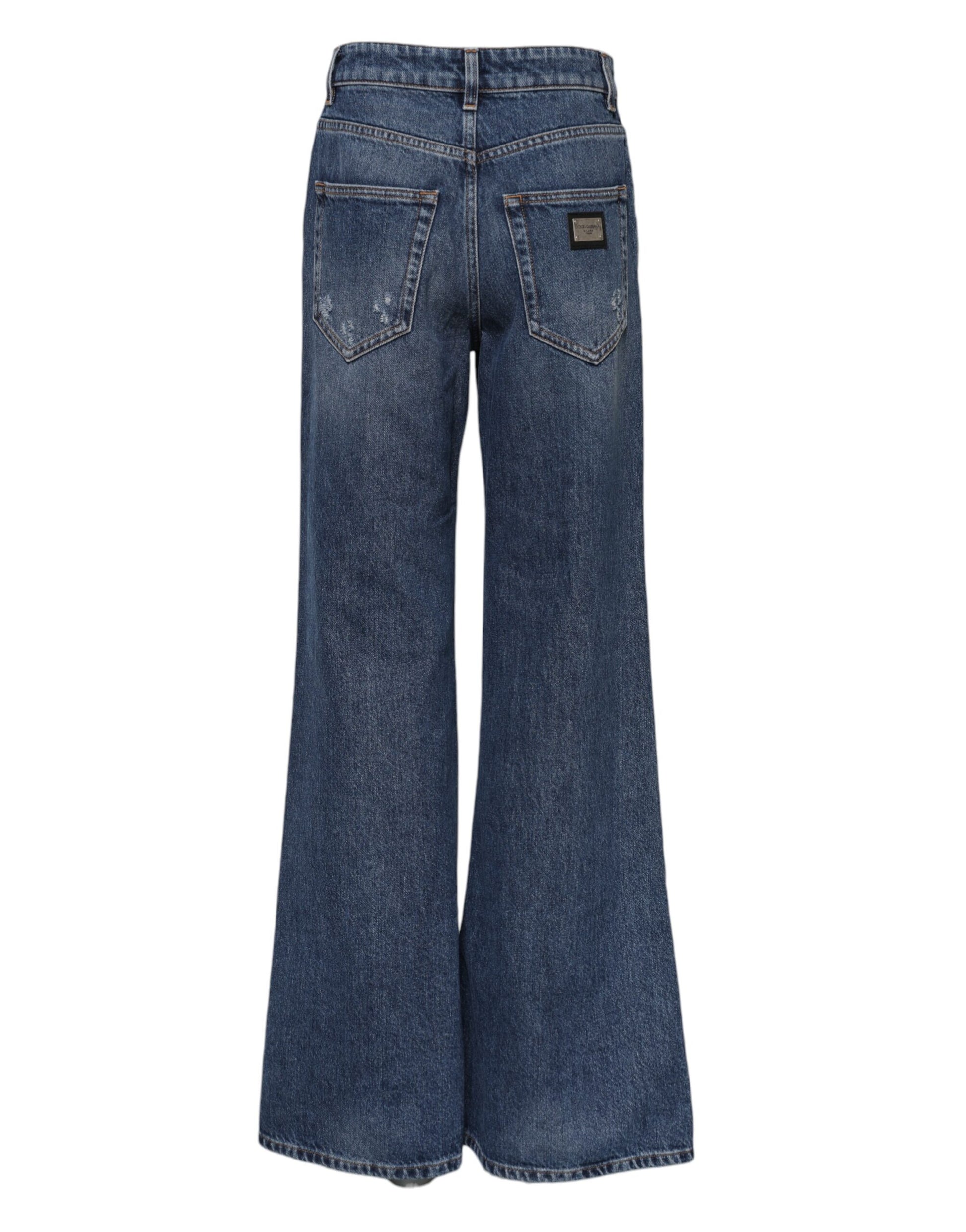 Jean large en denim déchiré bleu en coton Dolce &amp; Gabbana 