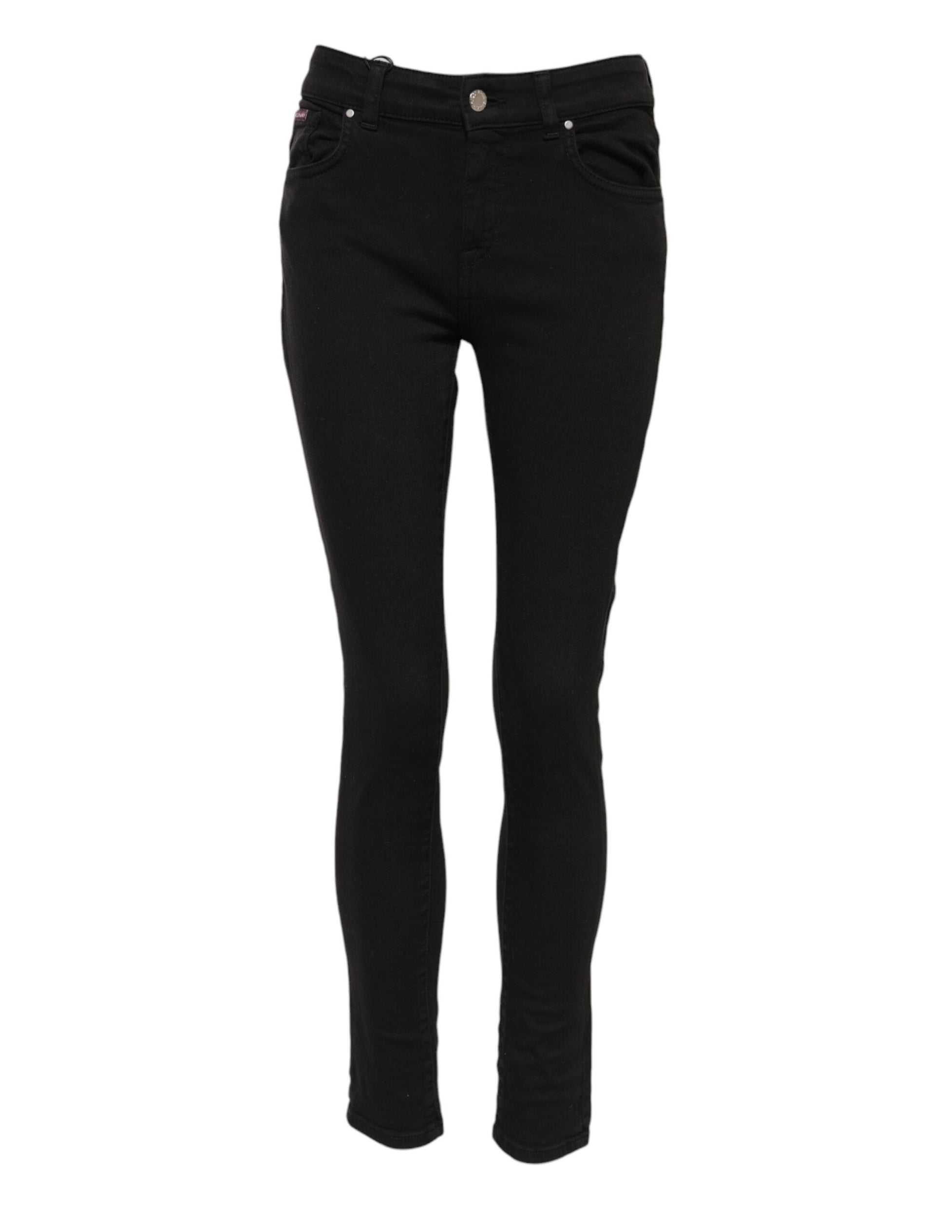 Jean skinny taille moyenne en coton noir avec logo Dolce &amp; Gabbana 