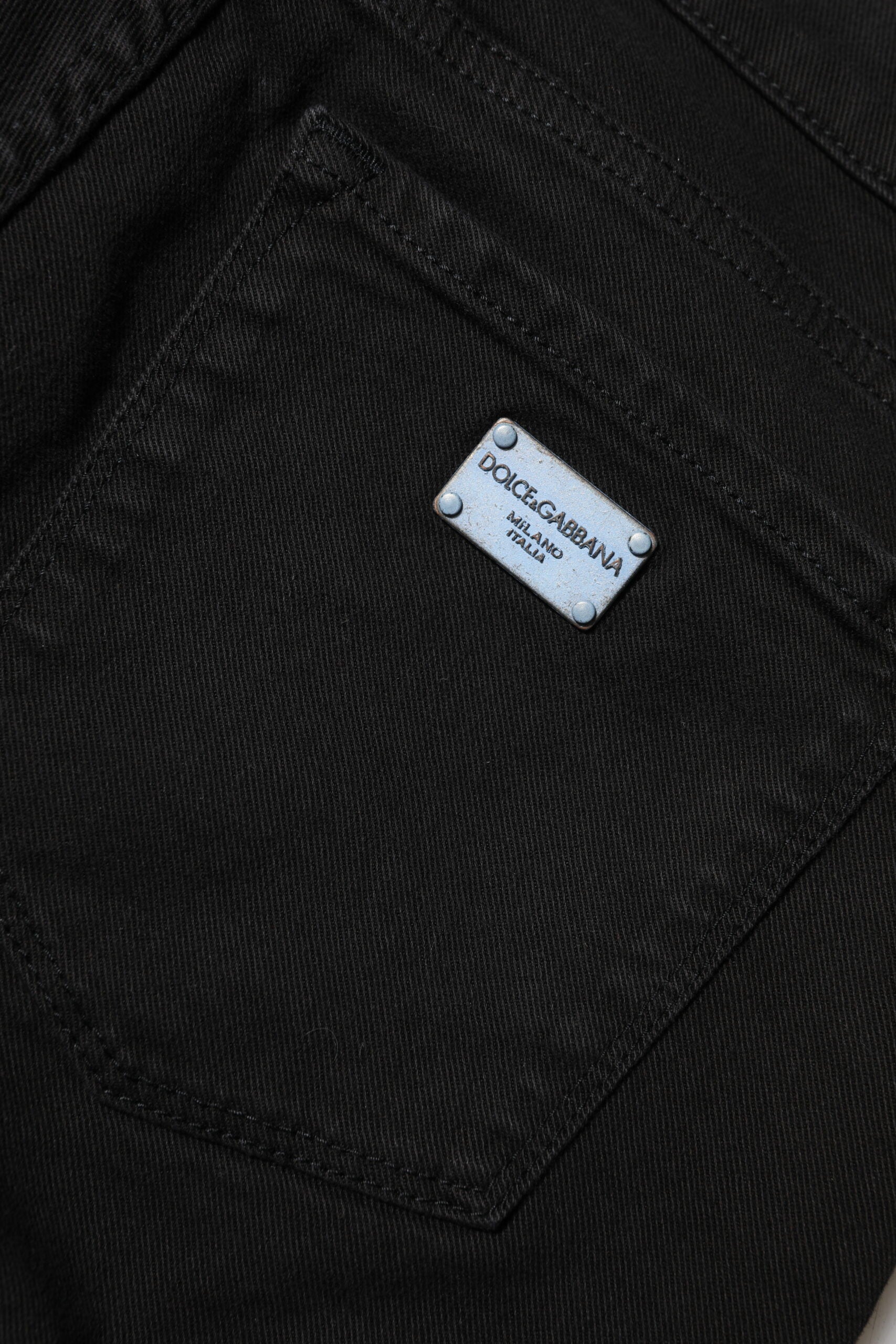 Jean skinny taille moyenne en coton noir avec logo Dolce &amp; Gabbana 