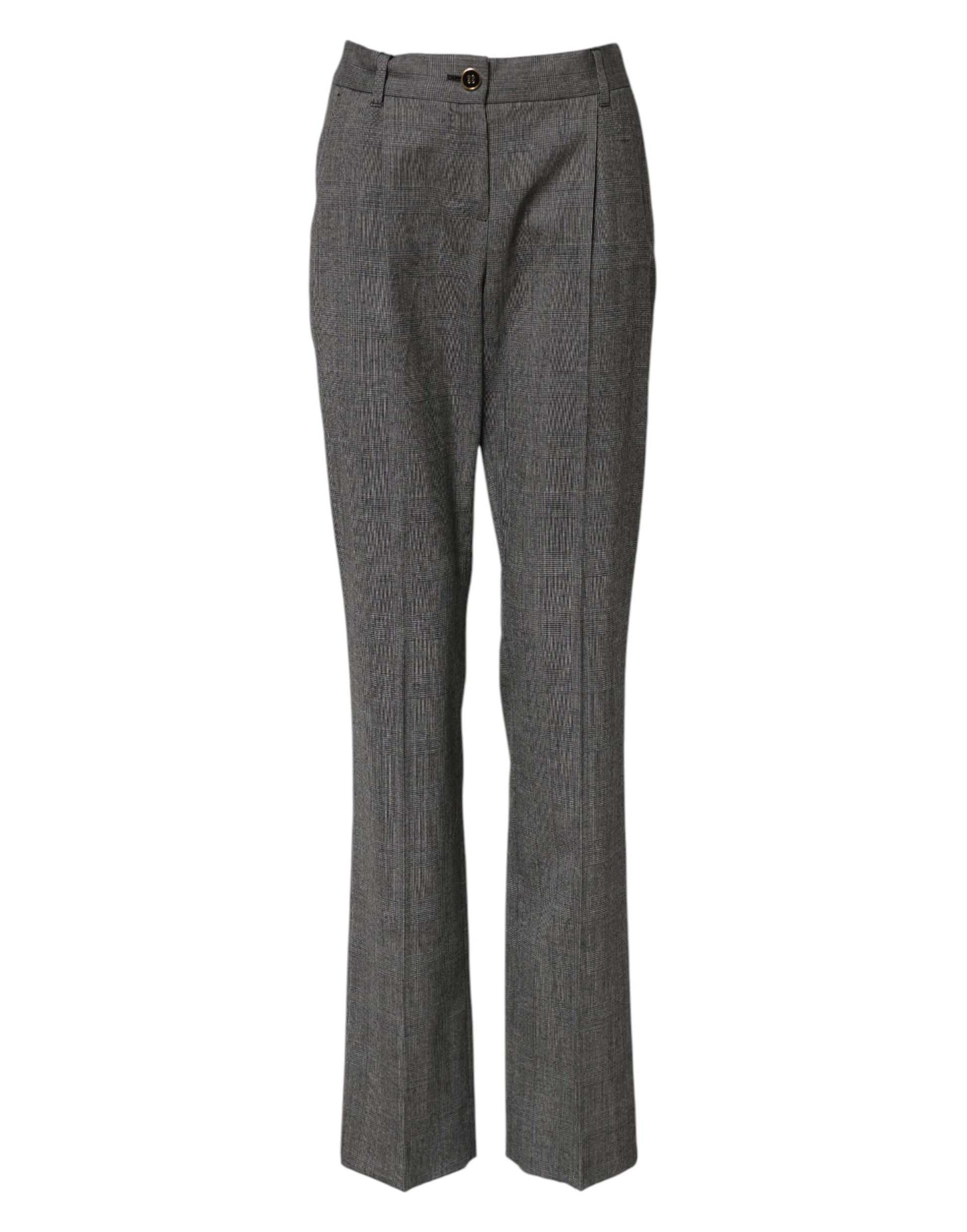 Pantalon évasé taille haute à carreaux gris Dolce &amp; Gabbana 