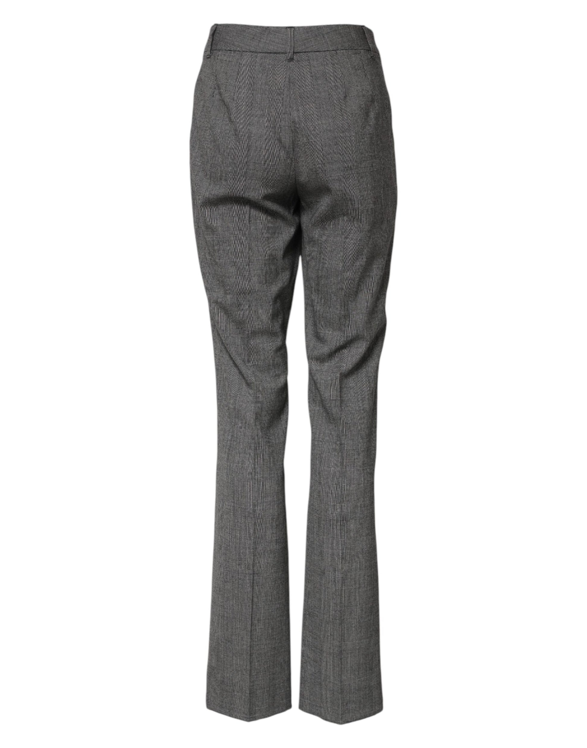 Pantalon évasé taille haute à carreaux gris Dolce &amp; Gabbana 