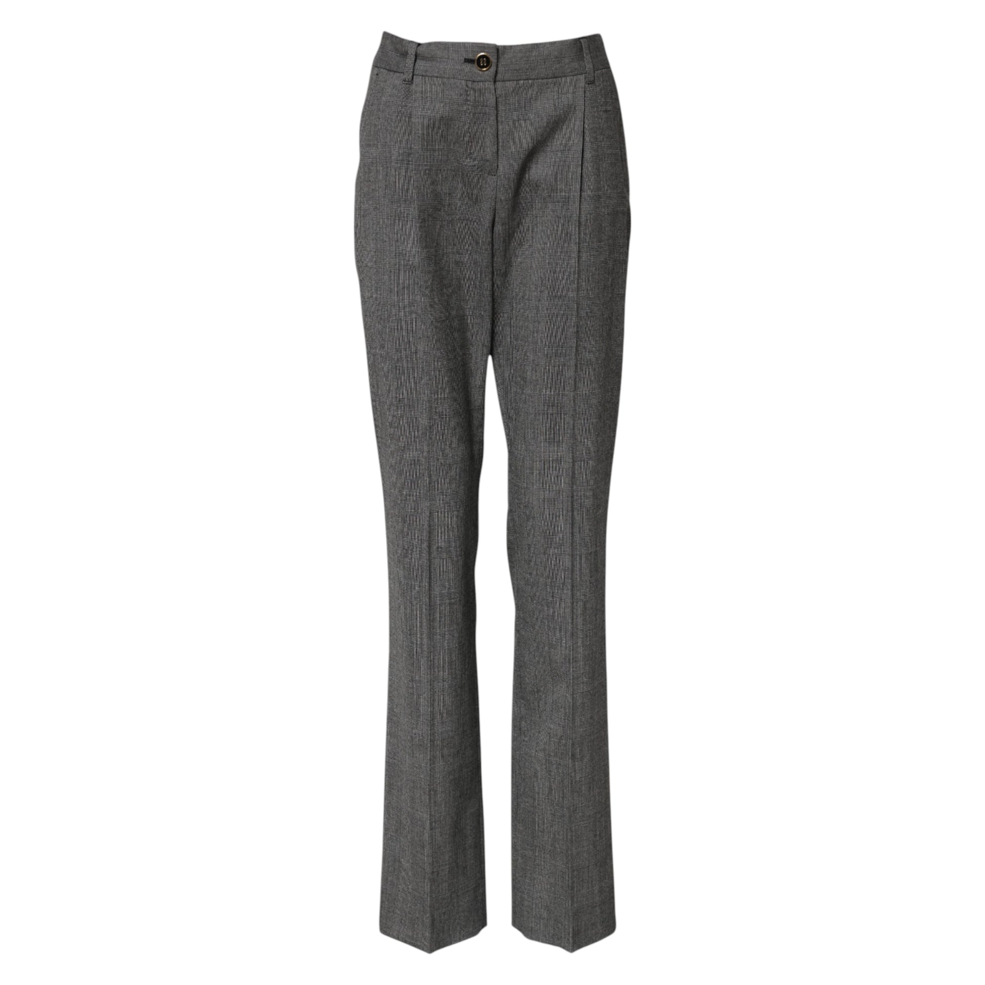 Pantalon évasé taille haute à carreaux gris Dolce &amp; Gabbana 