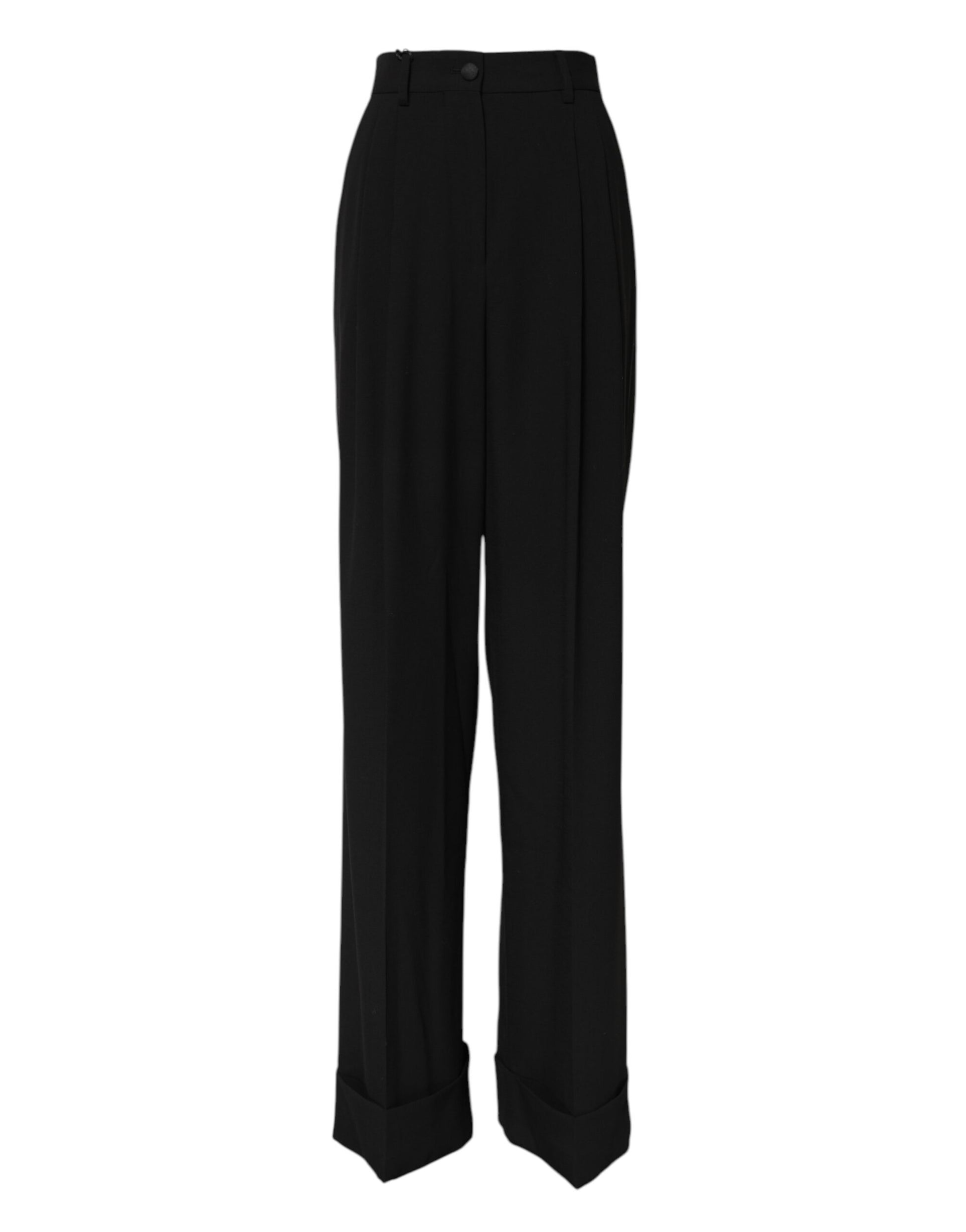 Pantalon habillé taille haute en laine noire Dolce &amp; Gabbana 